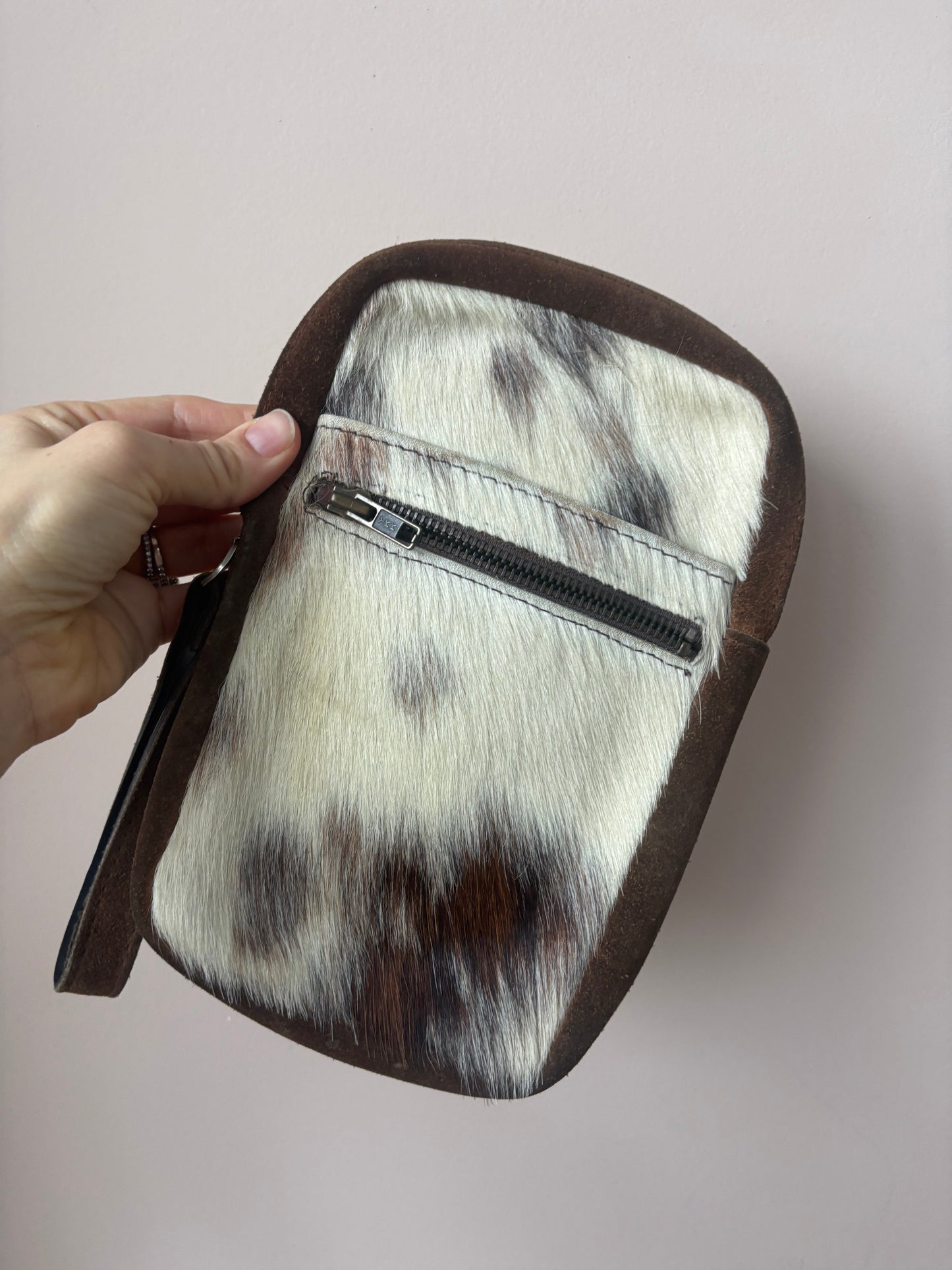 Leather & hair clutch bag