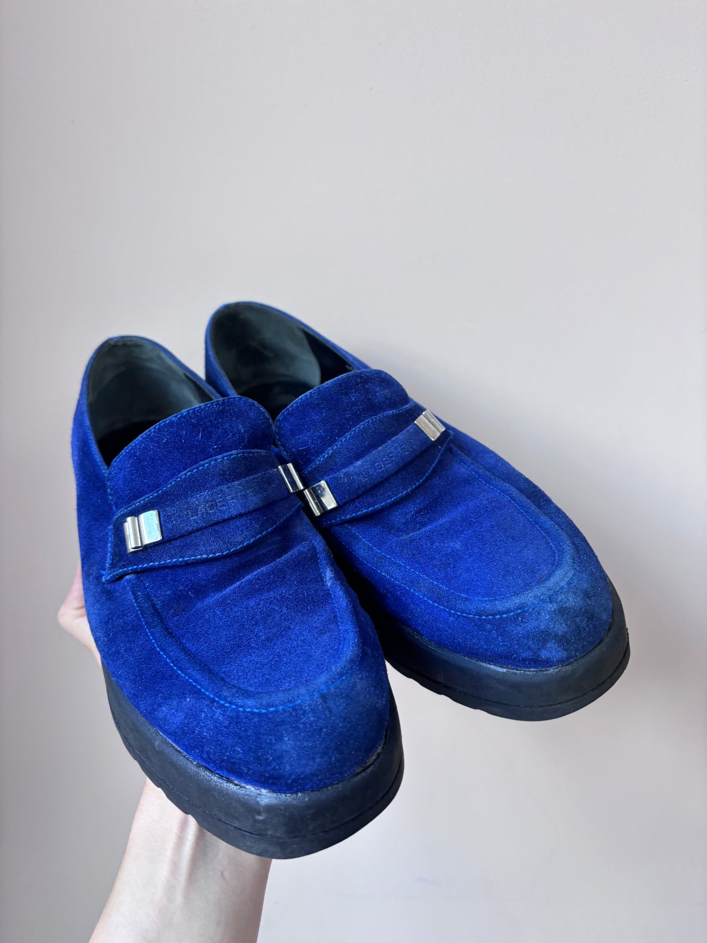 Lagerfeld blue suede loafers size 5