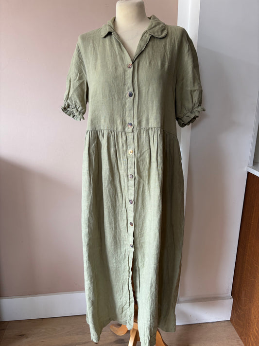 Sage green 100% linen dress wise 10