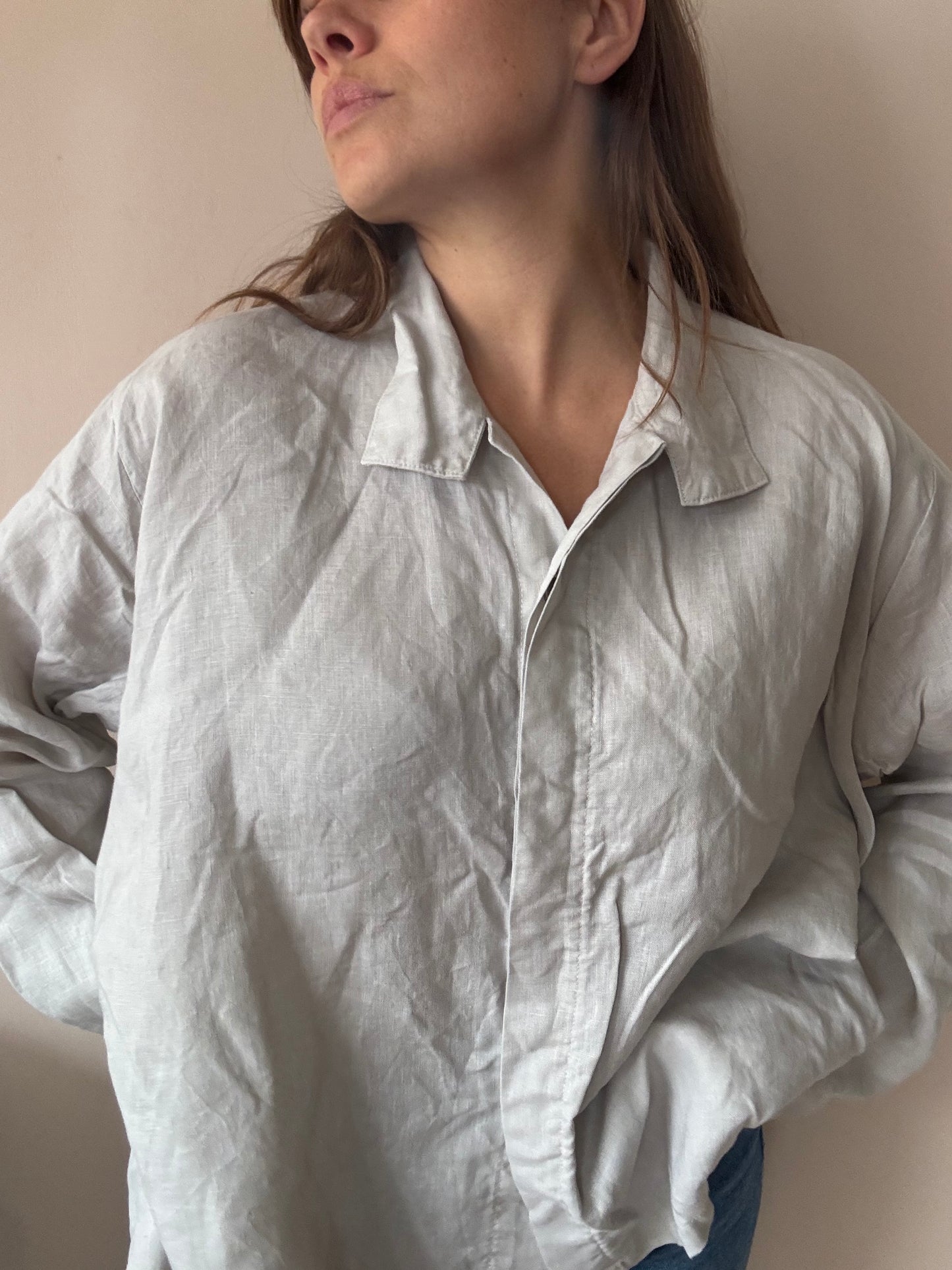100% linen oversized shirt stone colour one size