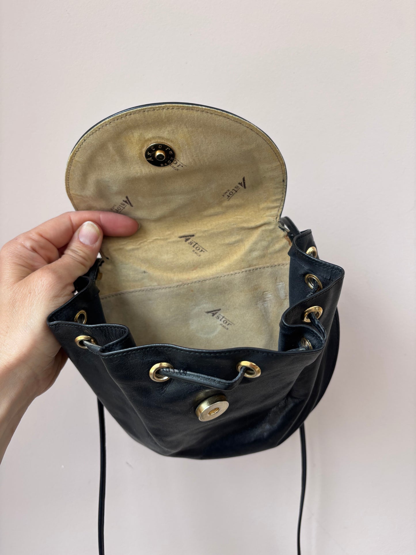 Astor black leather small bag