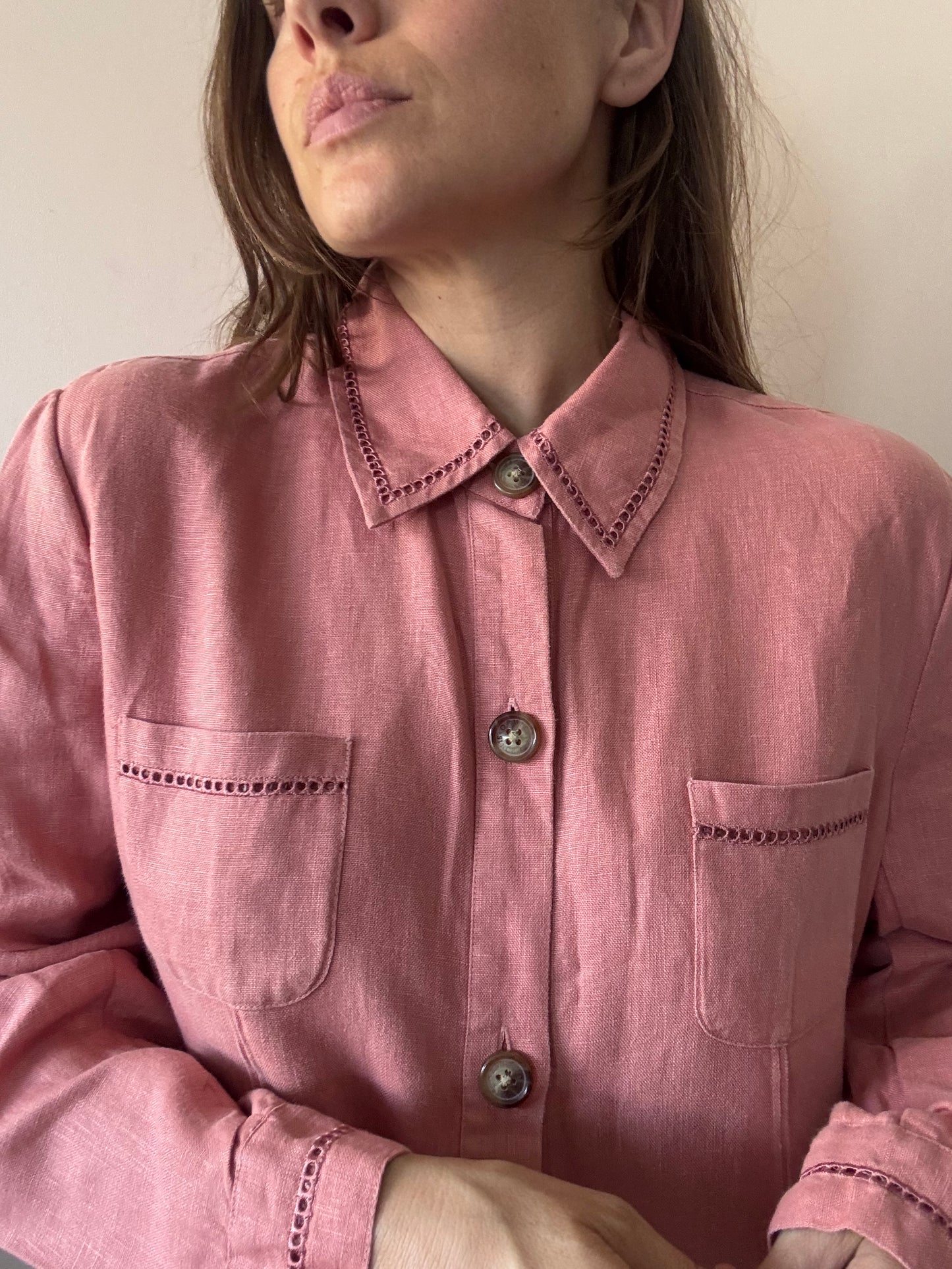 Orvis 100% linen dusky pink jacket size 12-16 ish (size Large)