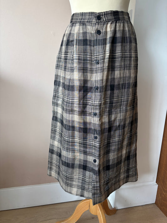 Vintage 100% linen midi skirt size 10/12