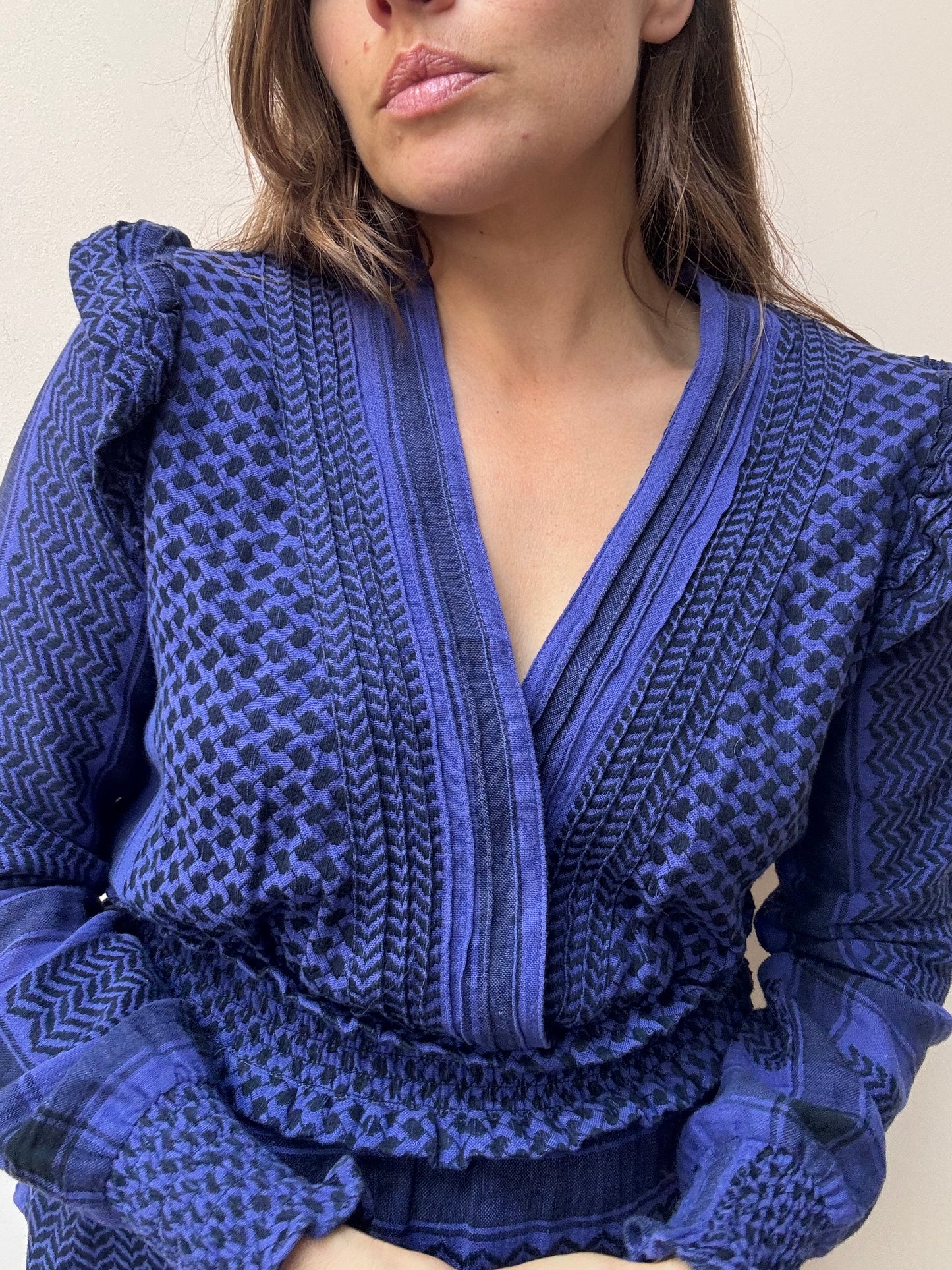 Cotton patterned crossover top size Small