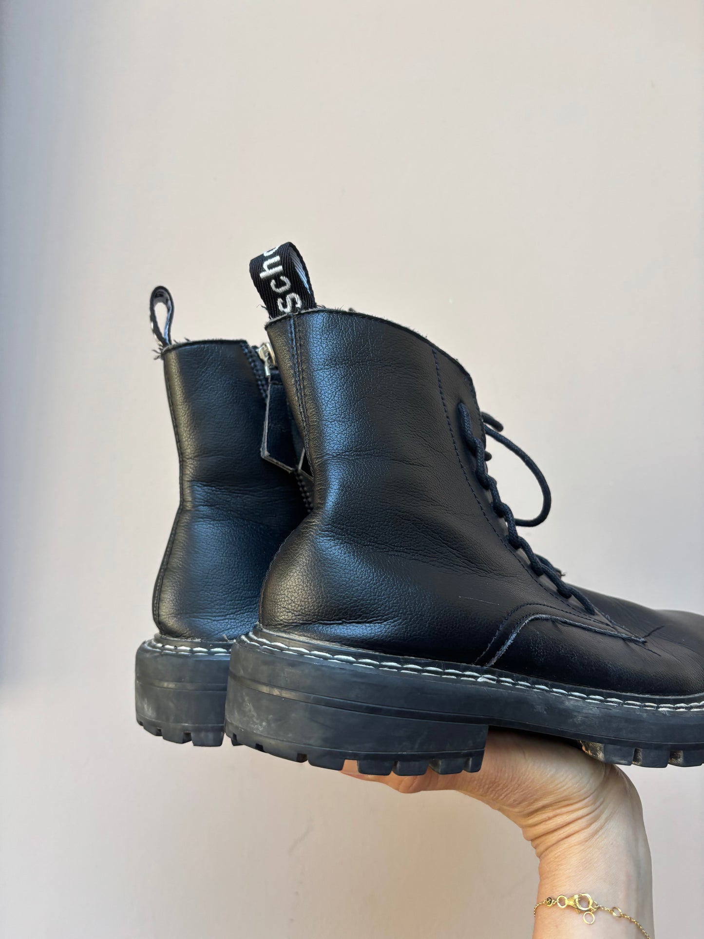 Proenza Schouler black leather boots size UK6.5