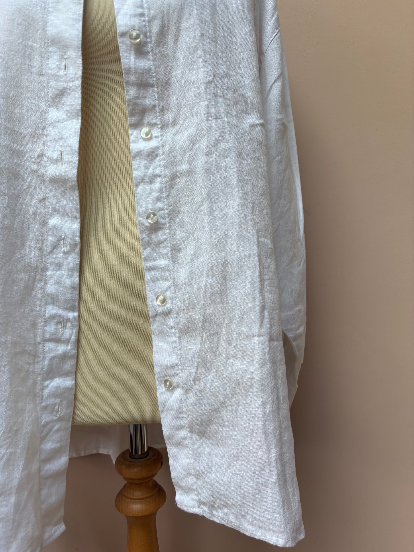 White 100% linen shirt size 18