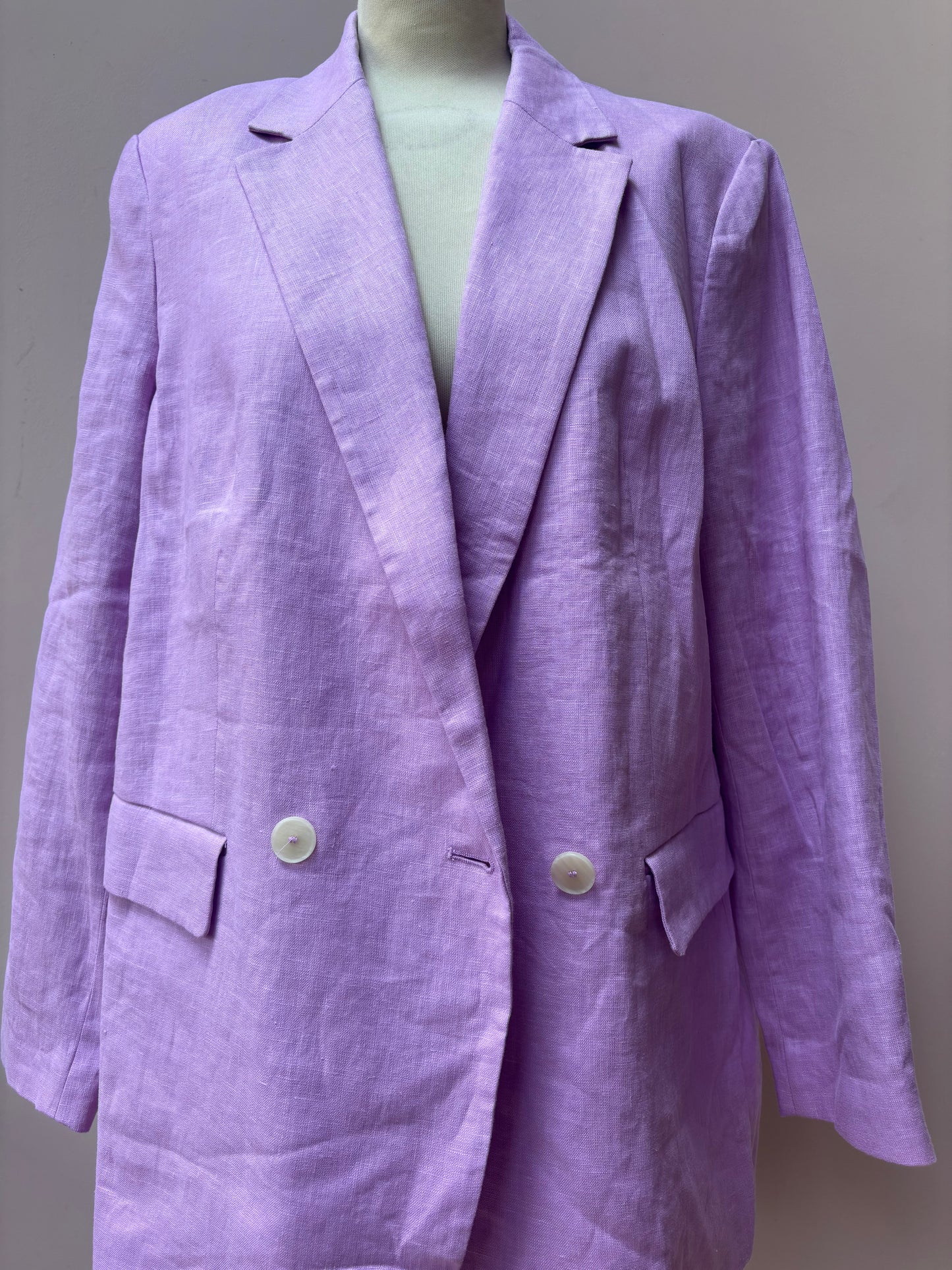 Lilac 100% linen blacker size 14/16