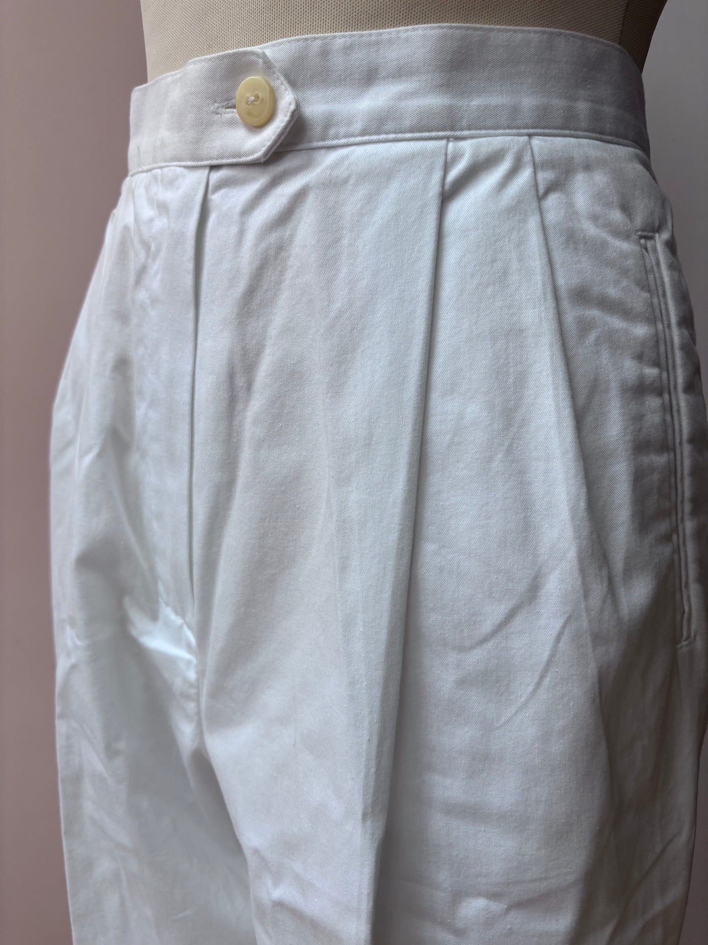 Vintage white 100% cotton trousers UK10