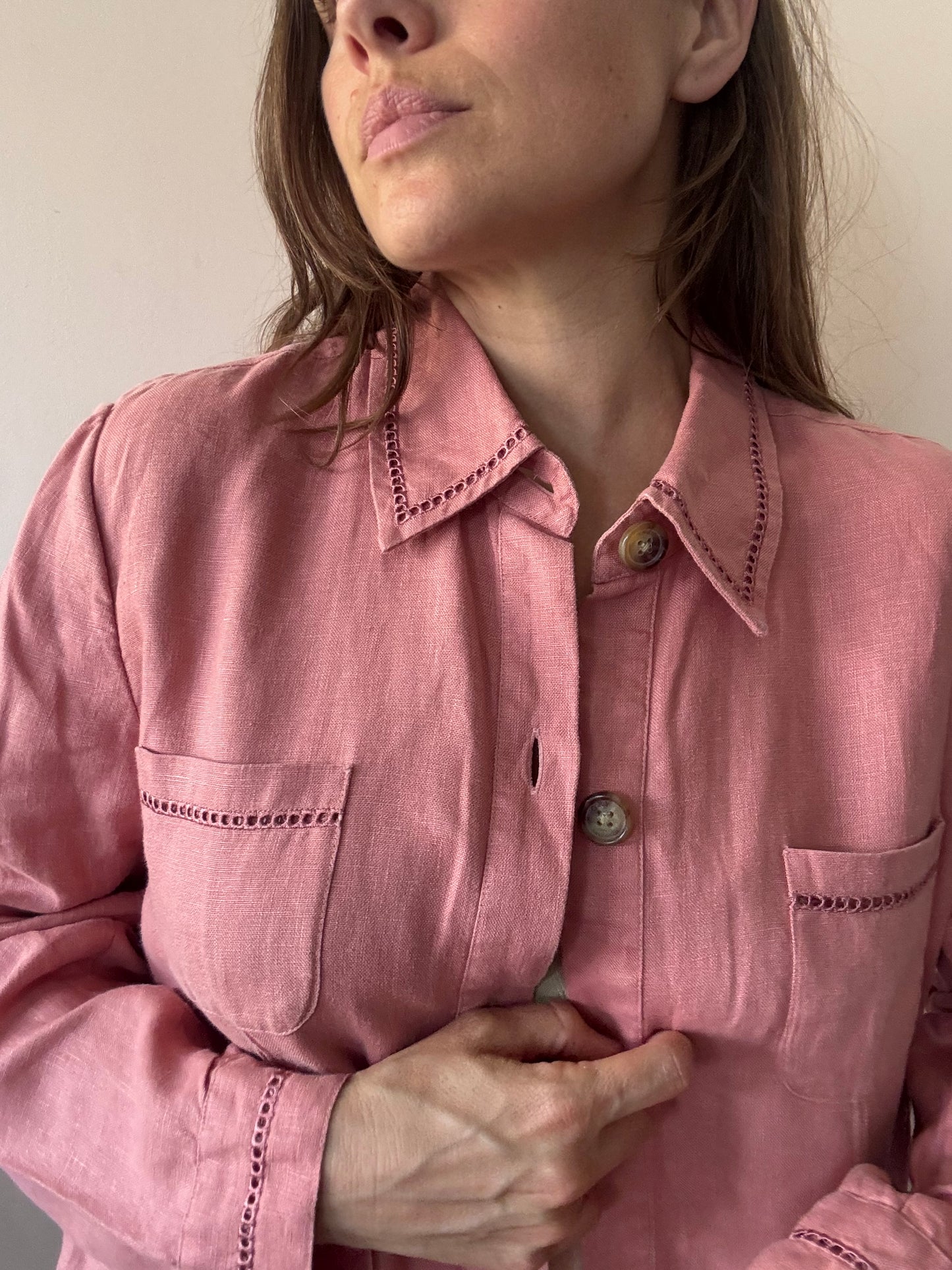 Orvis 100% linen dusky pink jacket size 12-16 ish (size Large)