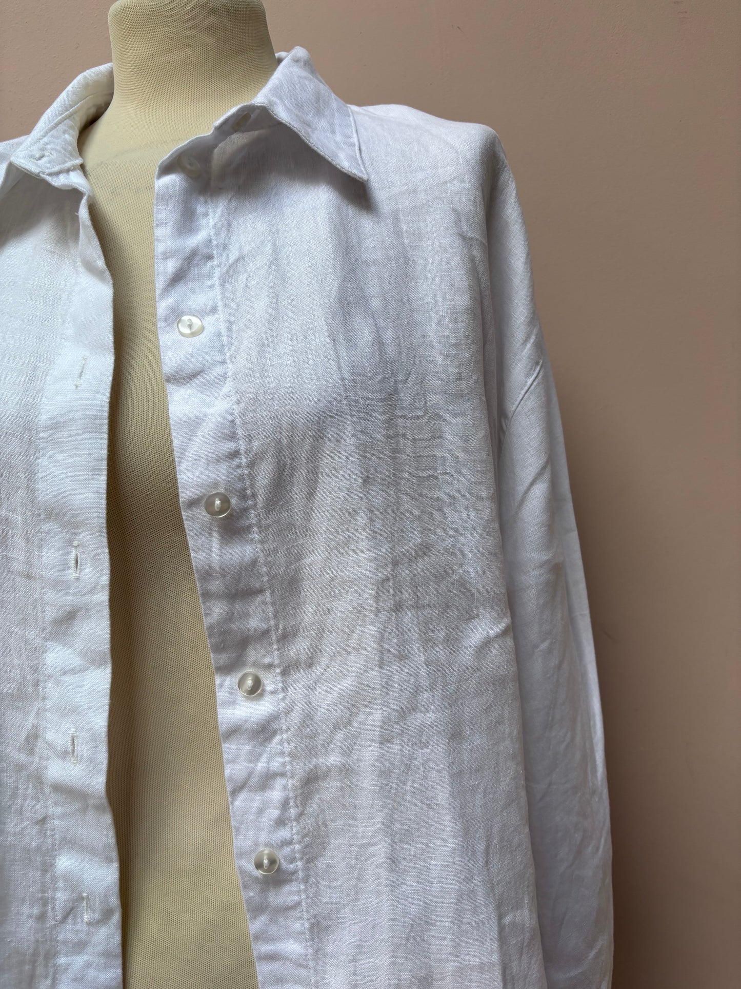 White 100% linen shirt size 18