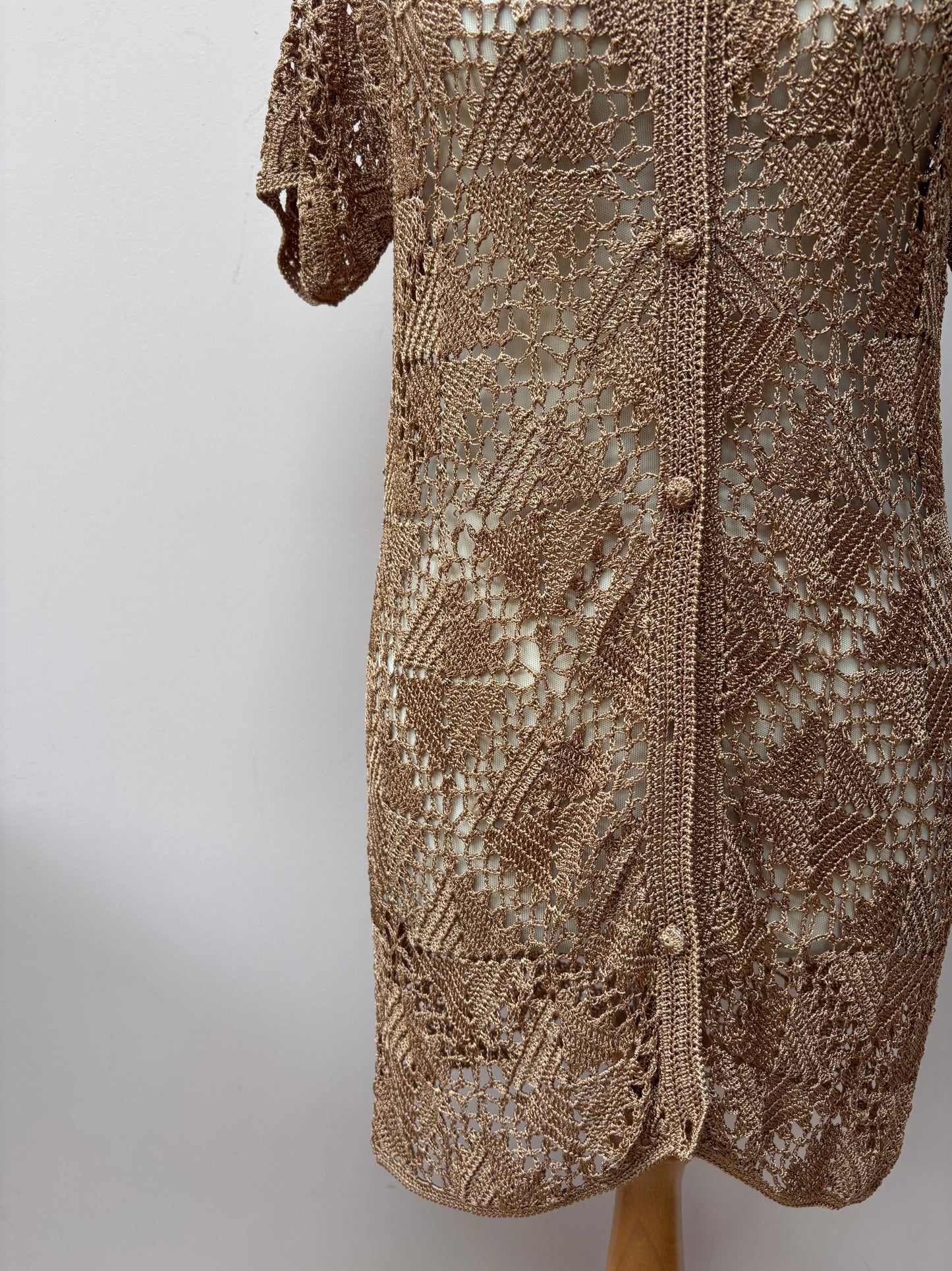 Brown gold crochet top size L