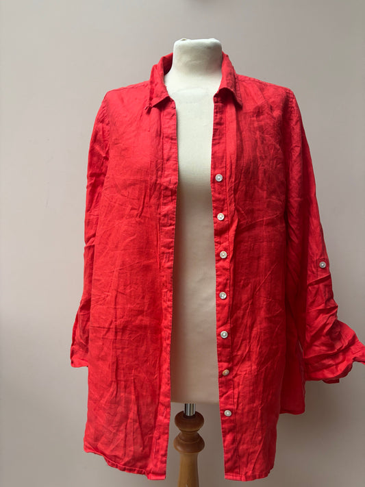 Linen orange red shirt size 12-16