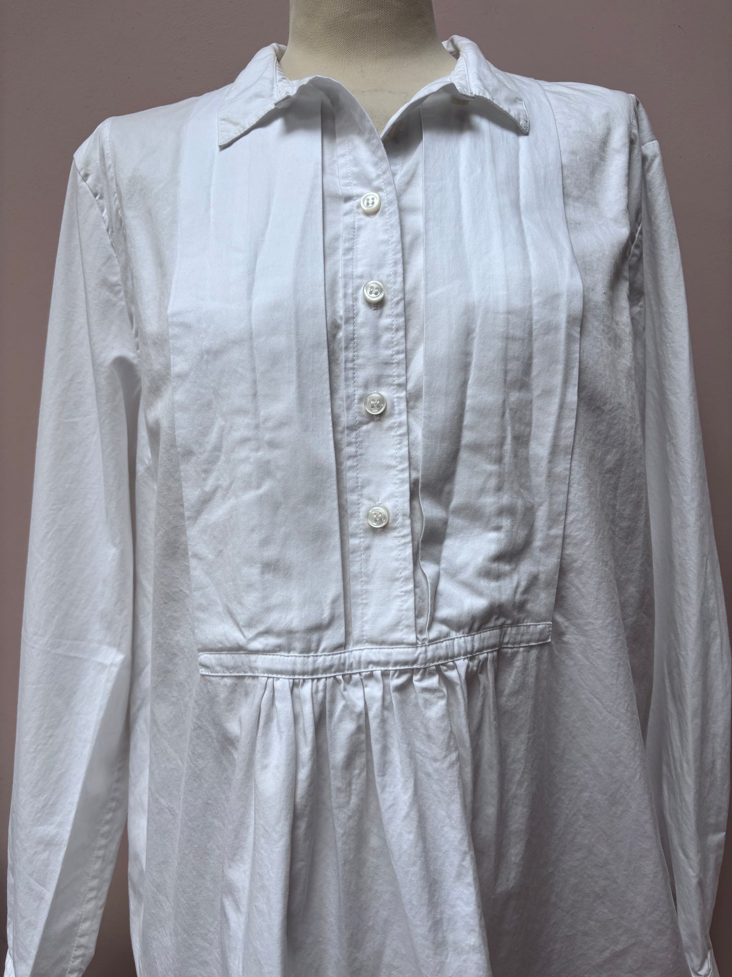 Toast white cotton shirt with detailing on bib size18