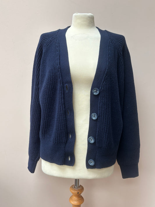 Navy 100% cotton cardigan size10/12