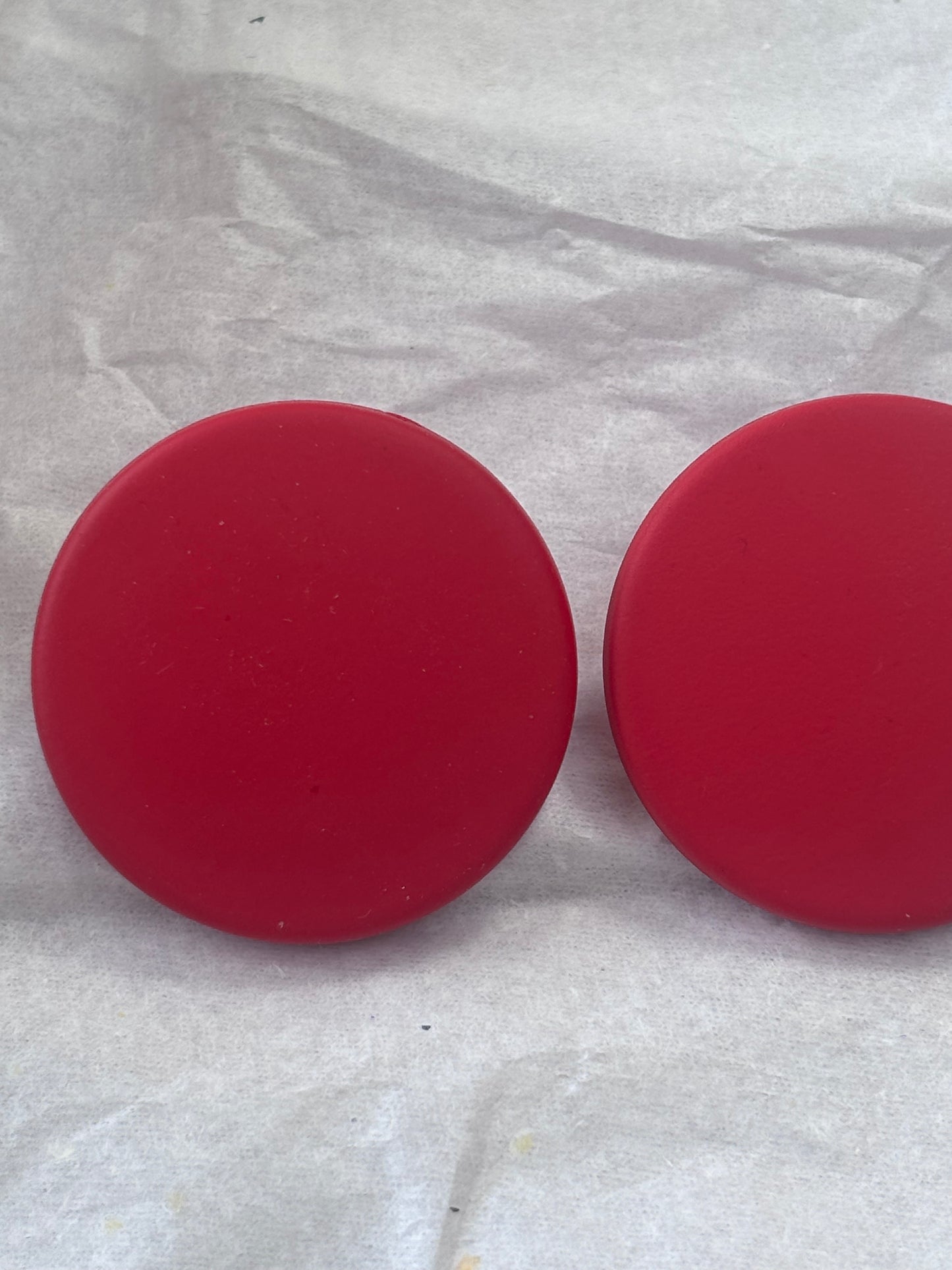 Red circle earrings