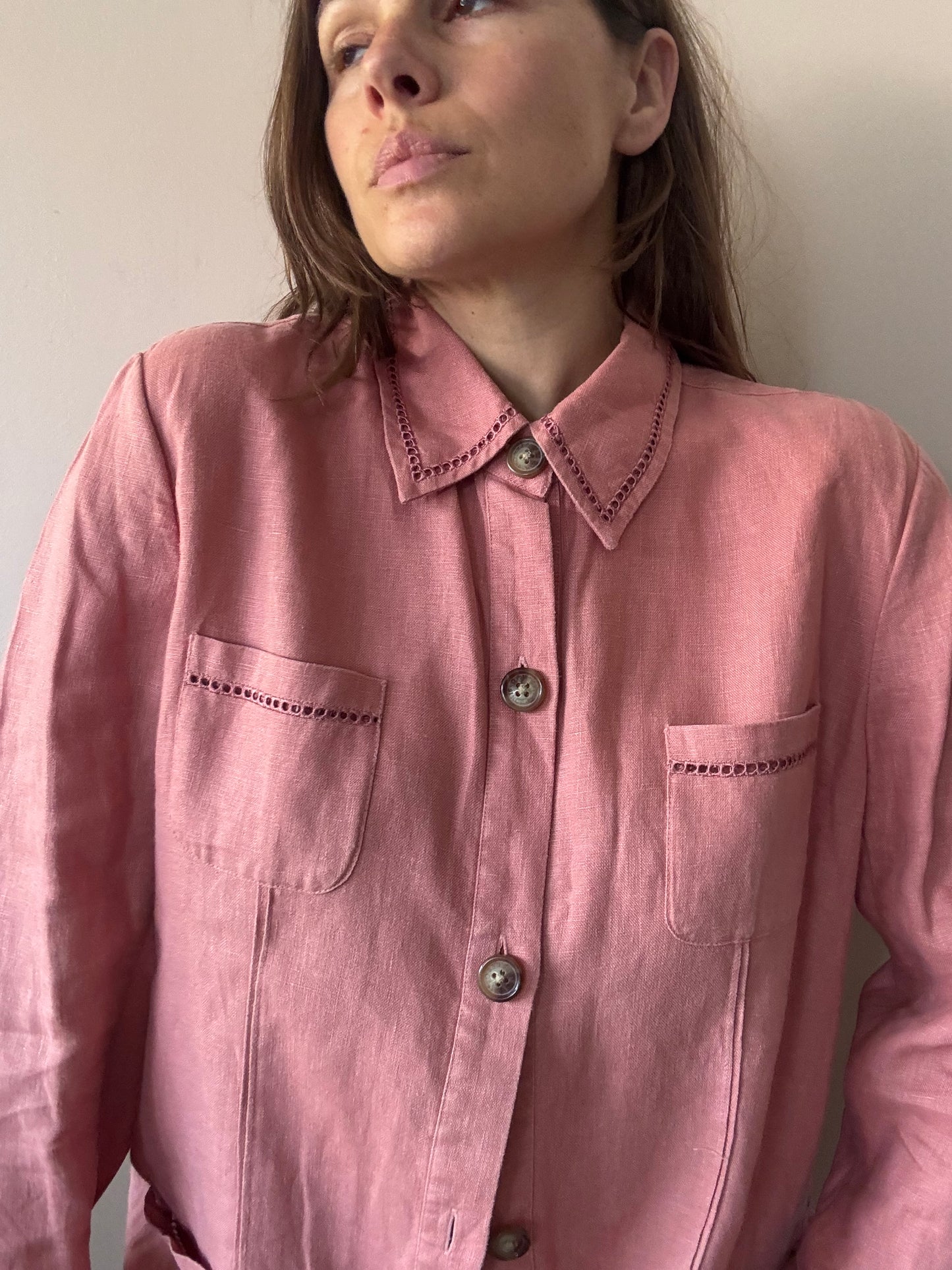 Orvis 100% linen dusky pink jacket size 12-16 ish (size Large)