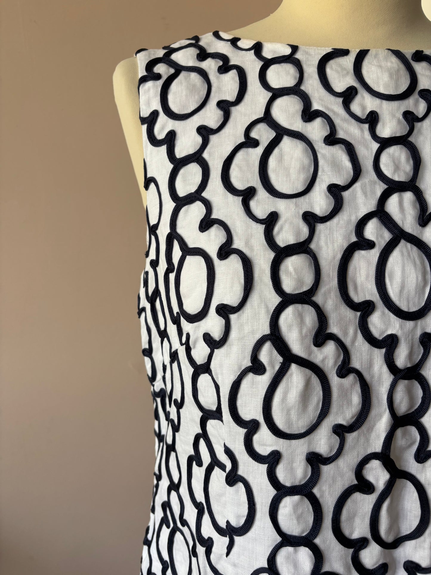 100% linen embroidered dress size 14