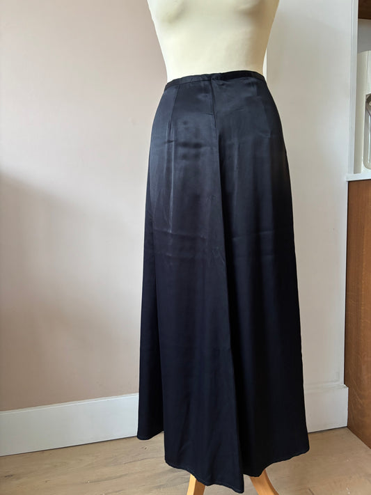 Black satin style long skirt size 10