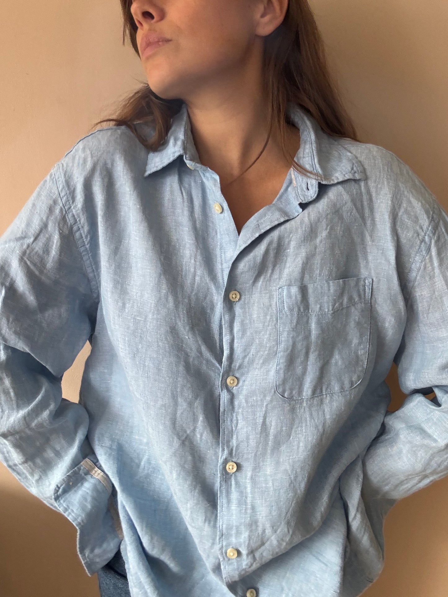 Light blue 100% linen shirt size Large