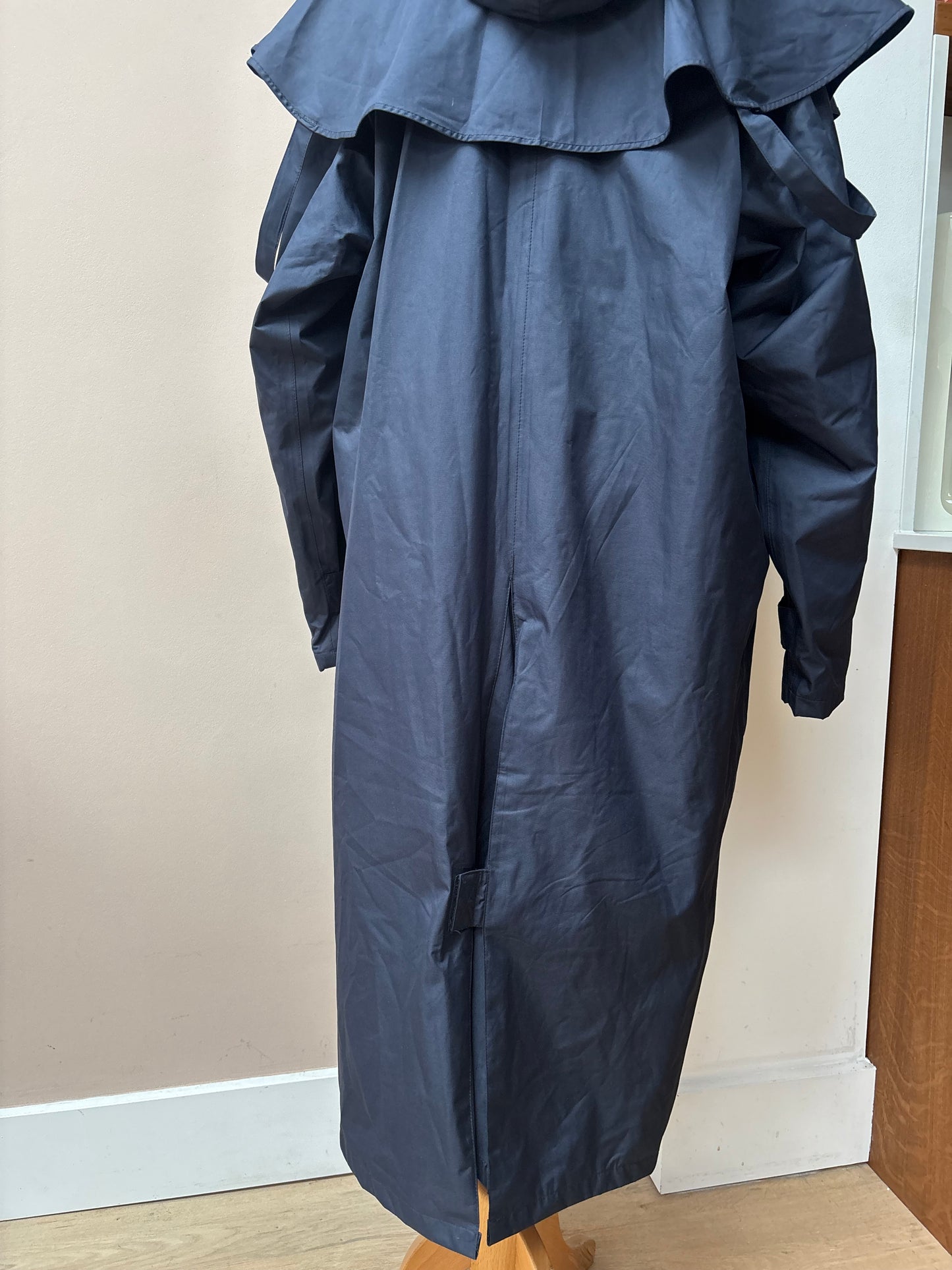 Vintage long navy waterproof jacket size 12/14