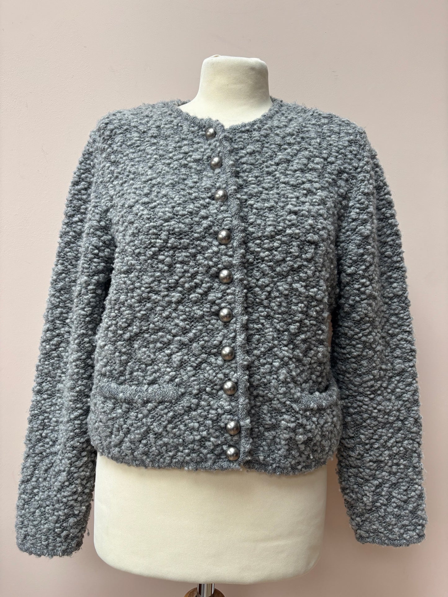 Lodenfrey wool grey boucle cardigan size 10