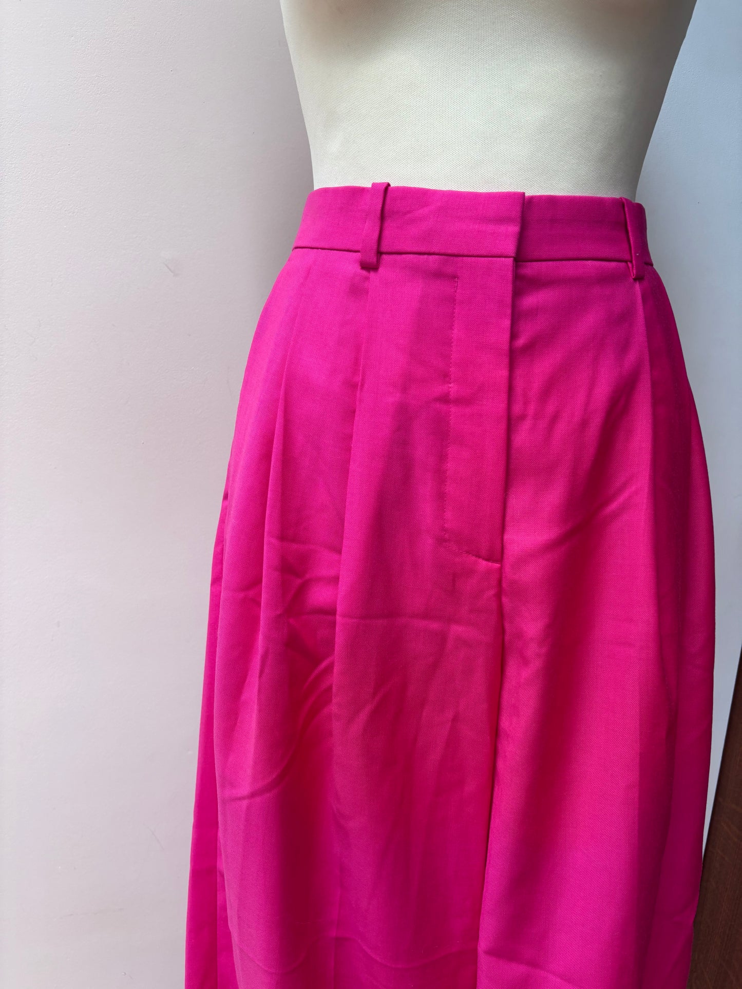 Hot pink 100% wool wide leg trousers size 10