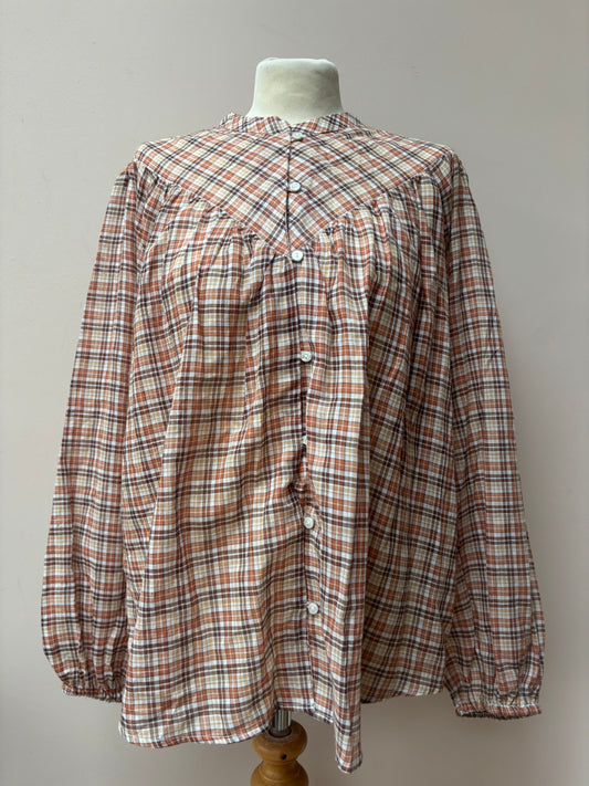 Gingham check 100% cotton blouse size 12/14