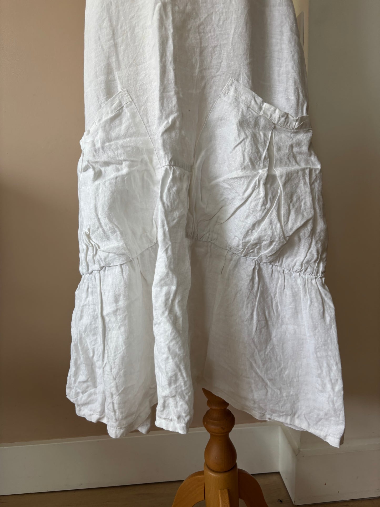 White 100% linen tunic dress size Large