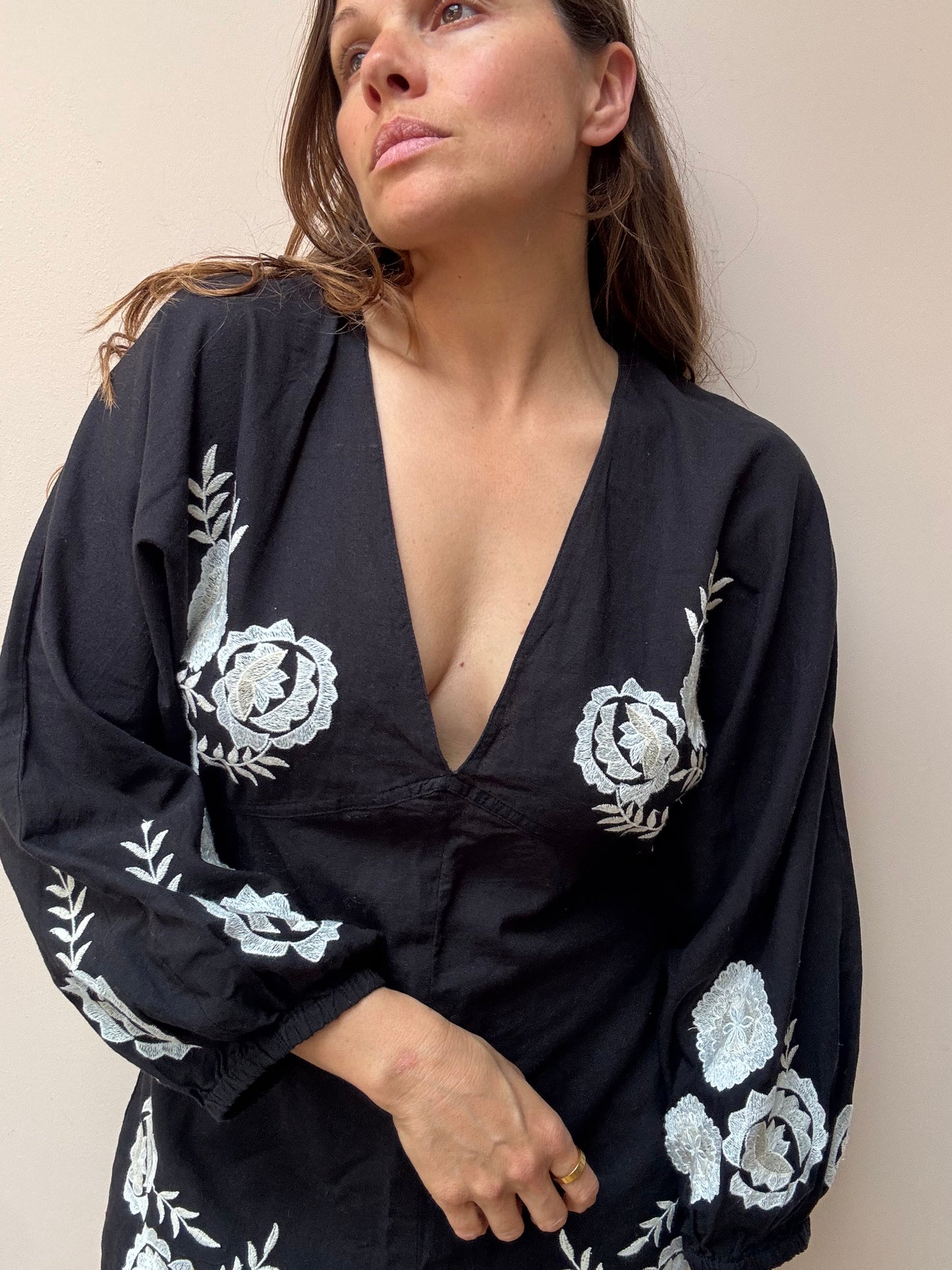 Linen cotton mix playsuit size Medium