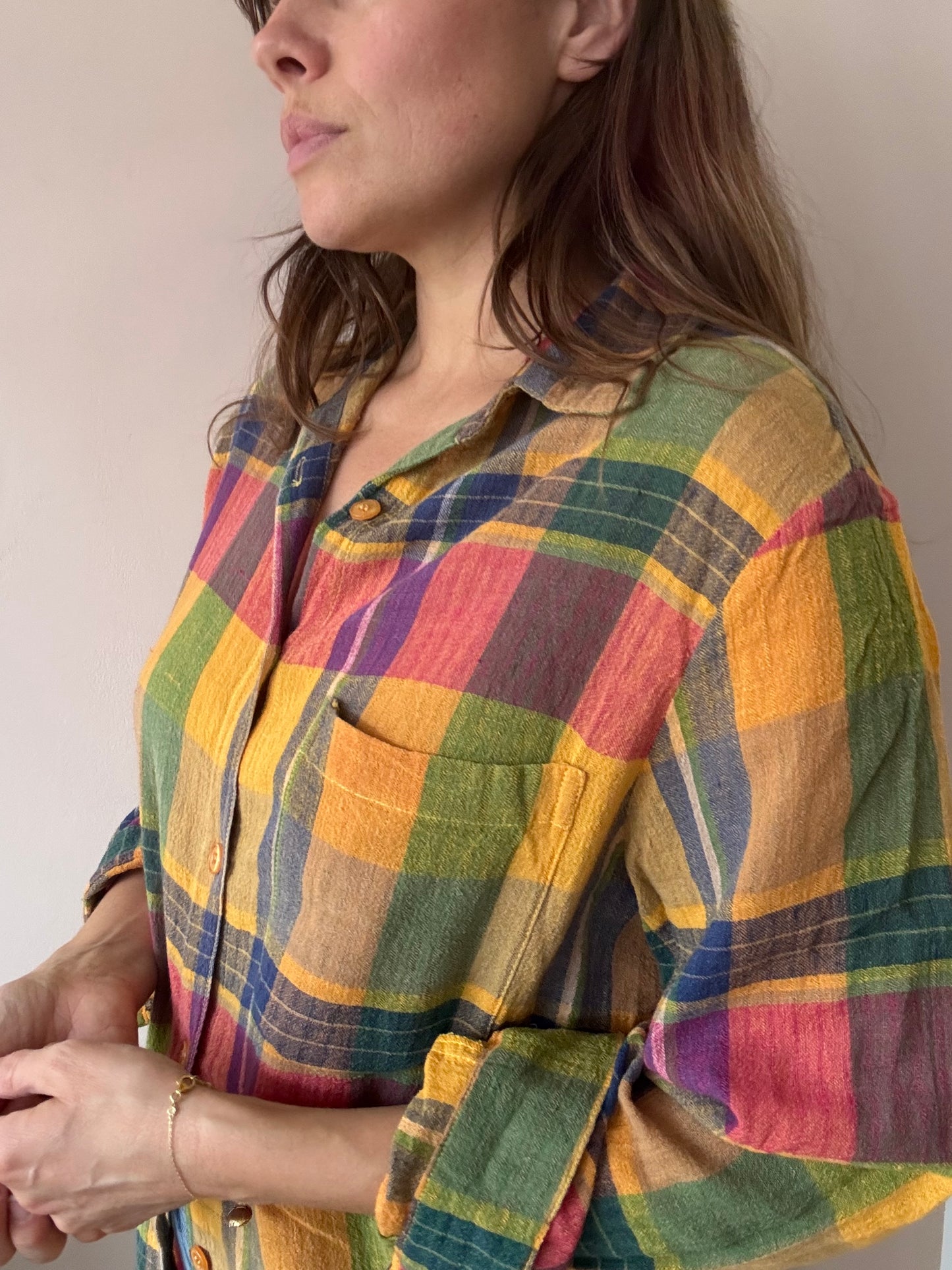 Vintage 100% cotton colourful shirt size 12/14