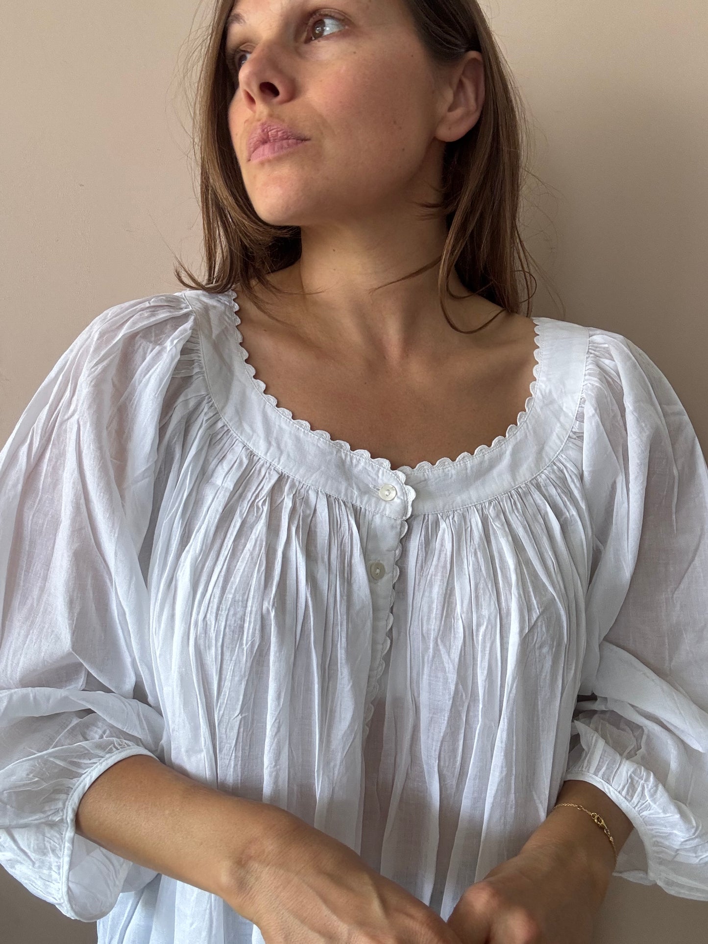 White organic cotton nightdress . One size