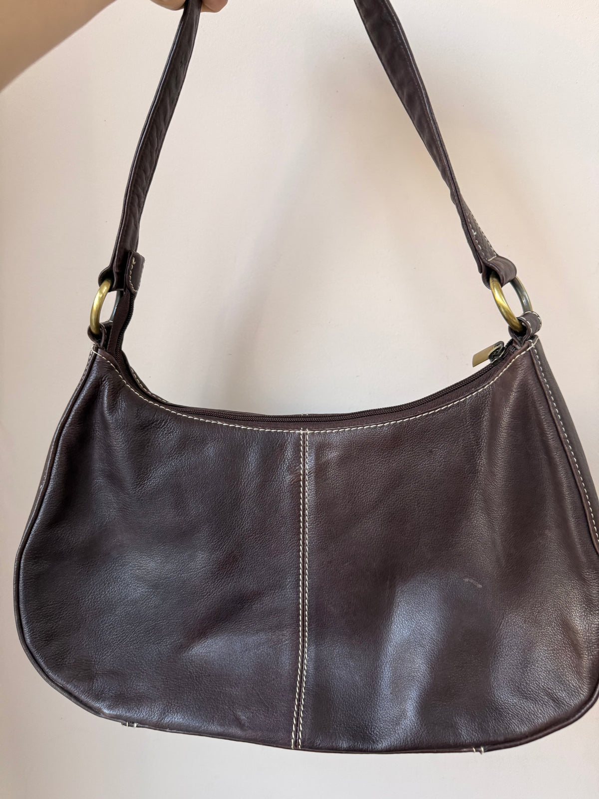 Chocolate brown leather shoulder bag