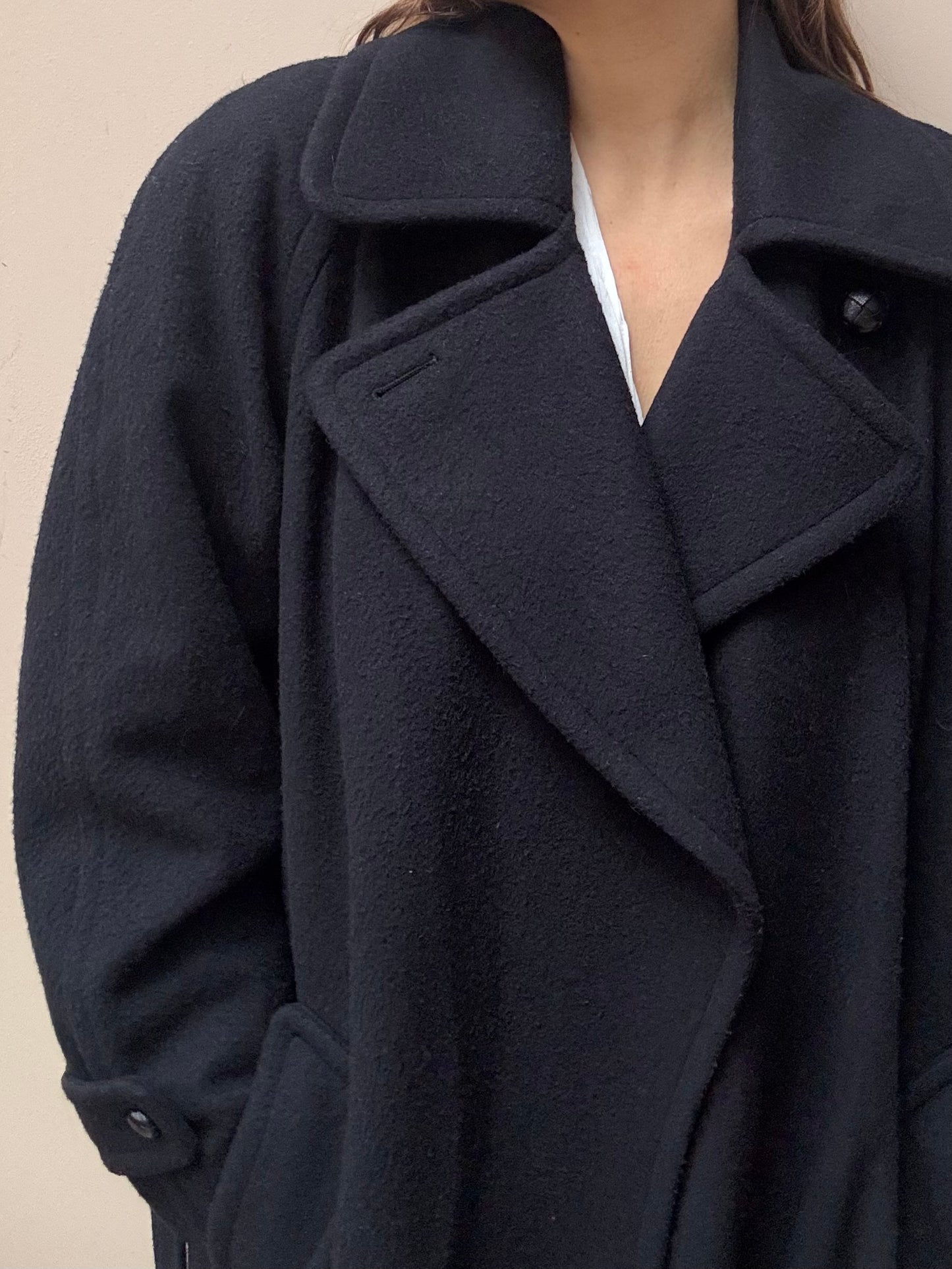 Wool cashmere mix dark navy blue long coat 12-16