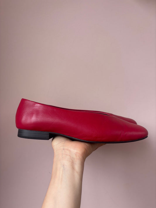 Red leather ballet flats size UK5