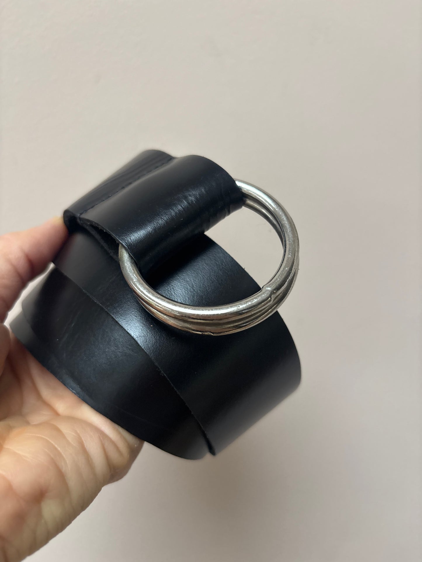 Black leather adjustable belt size medium