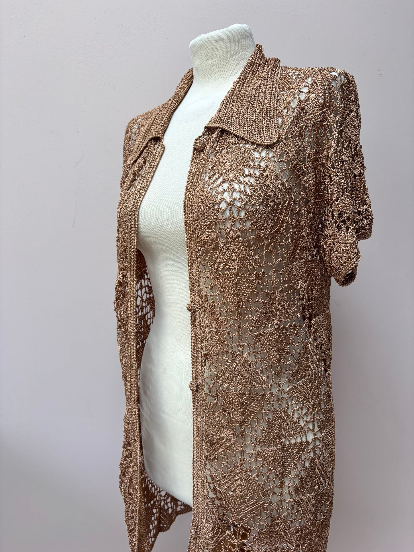 Brown gold crochet top size L