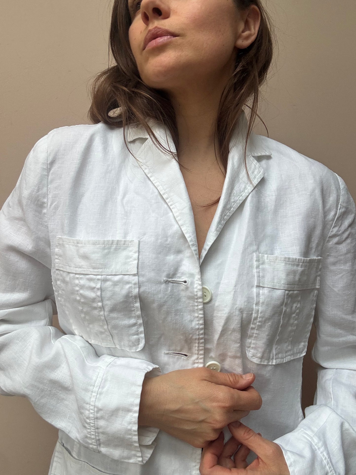 Vintage white 100% linen jacket size 12
