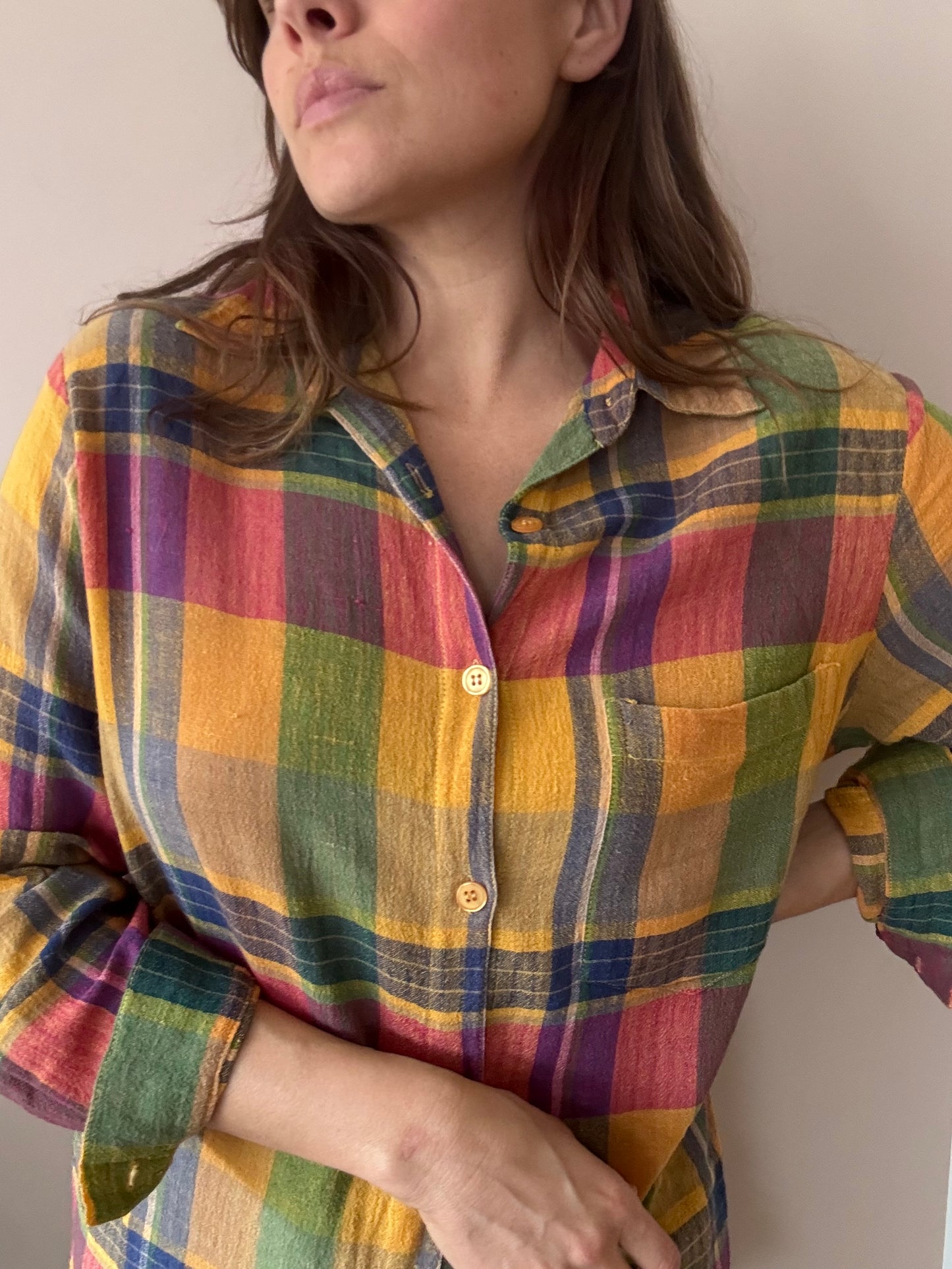 Vintage 100% cotton colourful shirt size 12/14