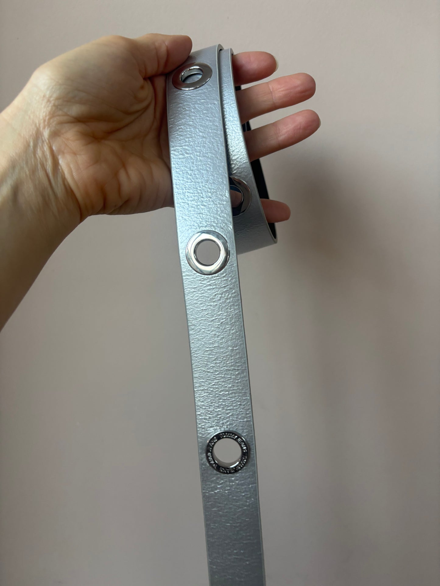 Tommy Jeans Silver leather belt with holes size Small