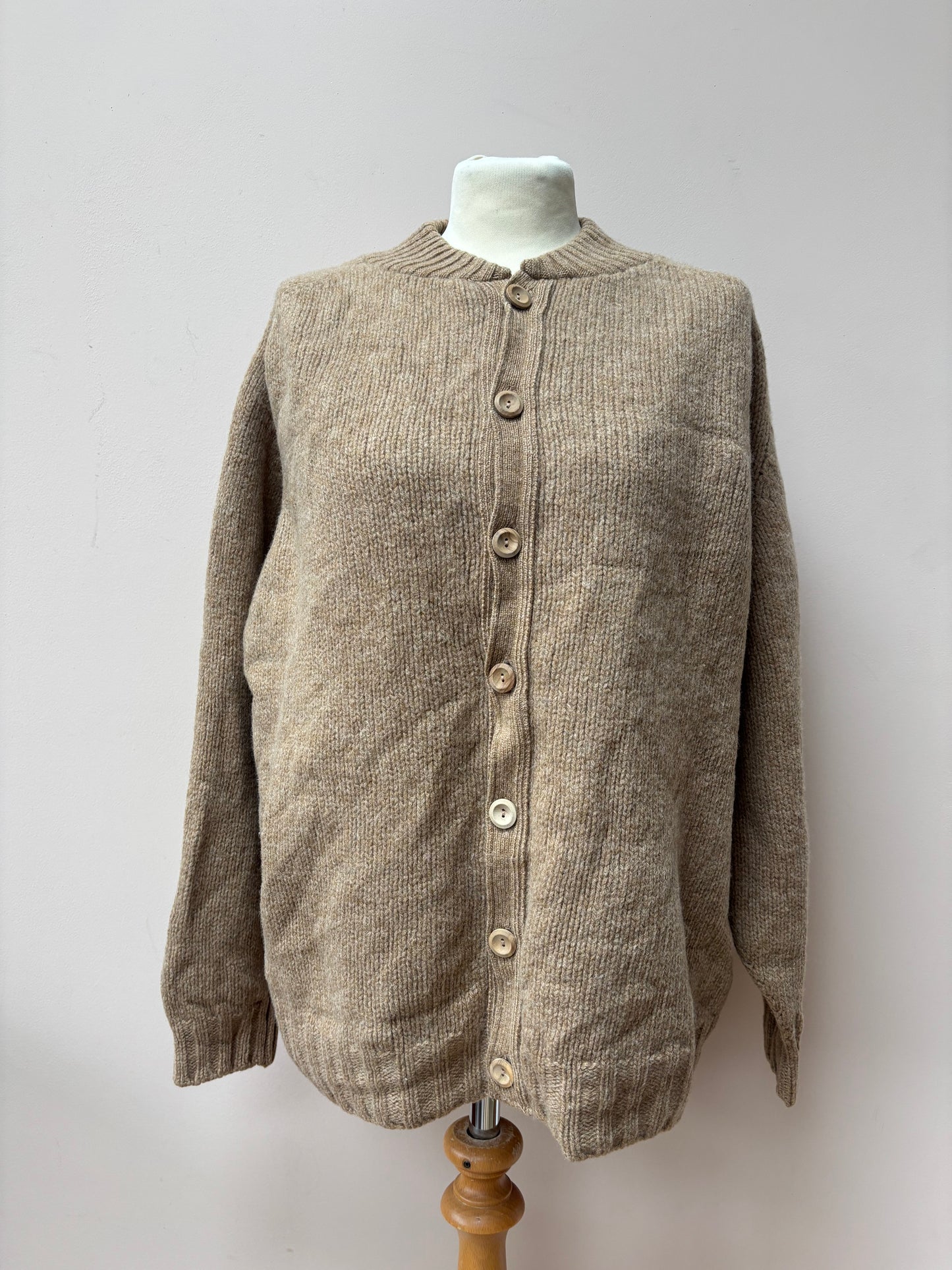 Brown 100% wool bomber style jacket size 12-16