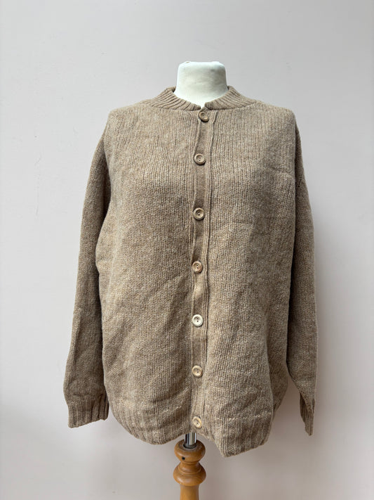 Brown 100% wool bomber style jacket size 12-16