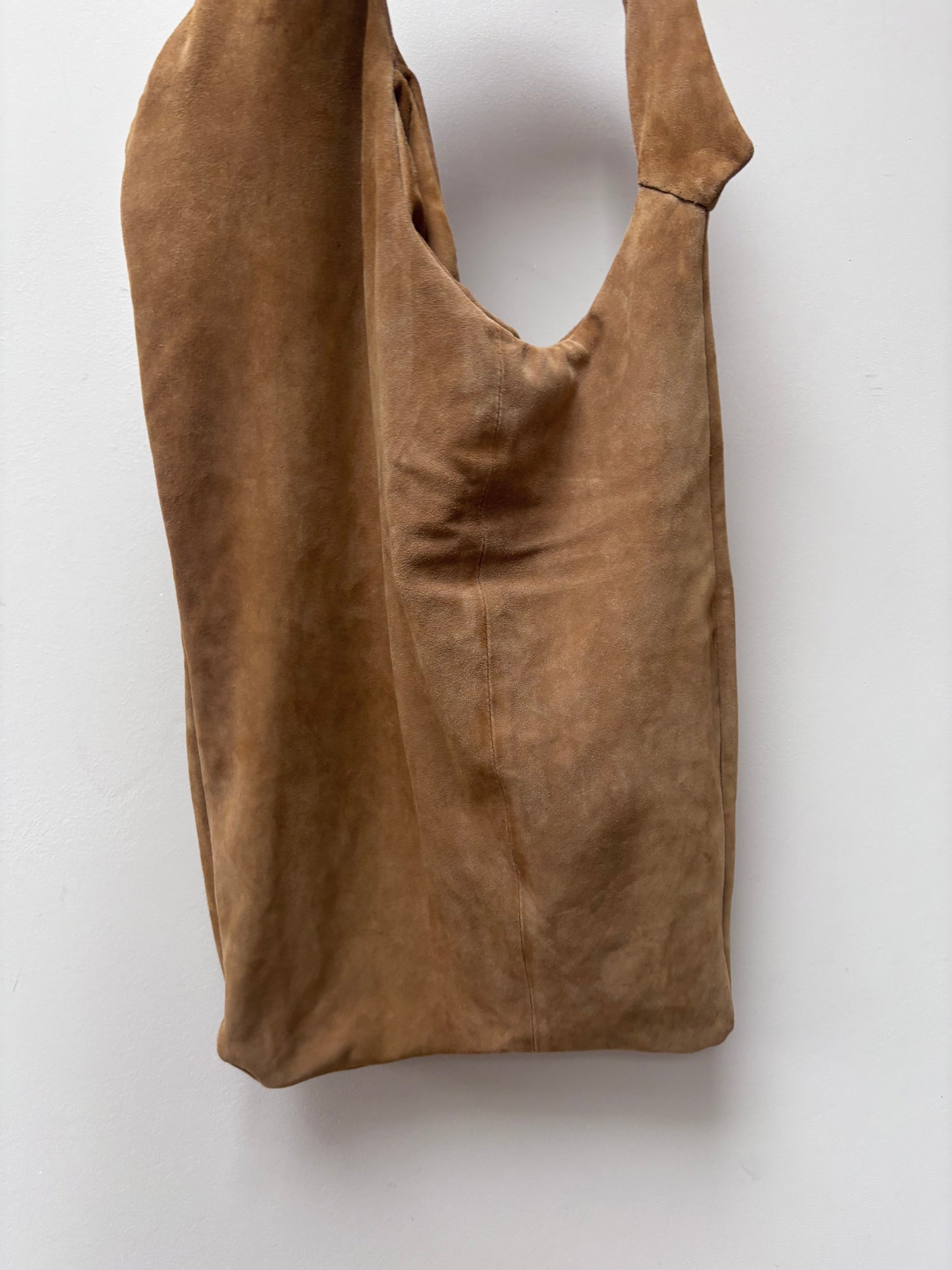 Homemade suede chestnut brown shoulder bag