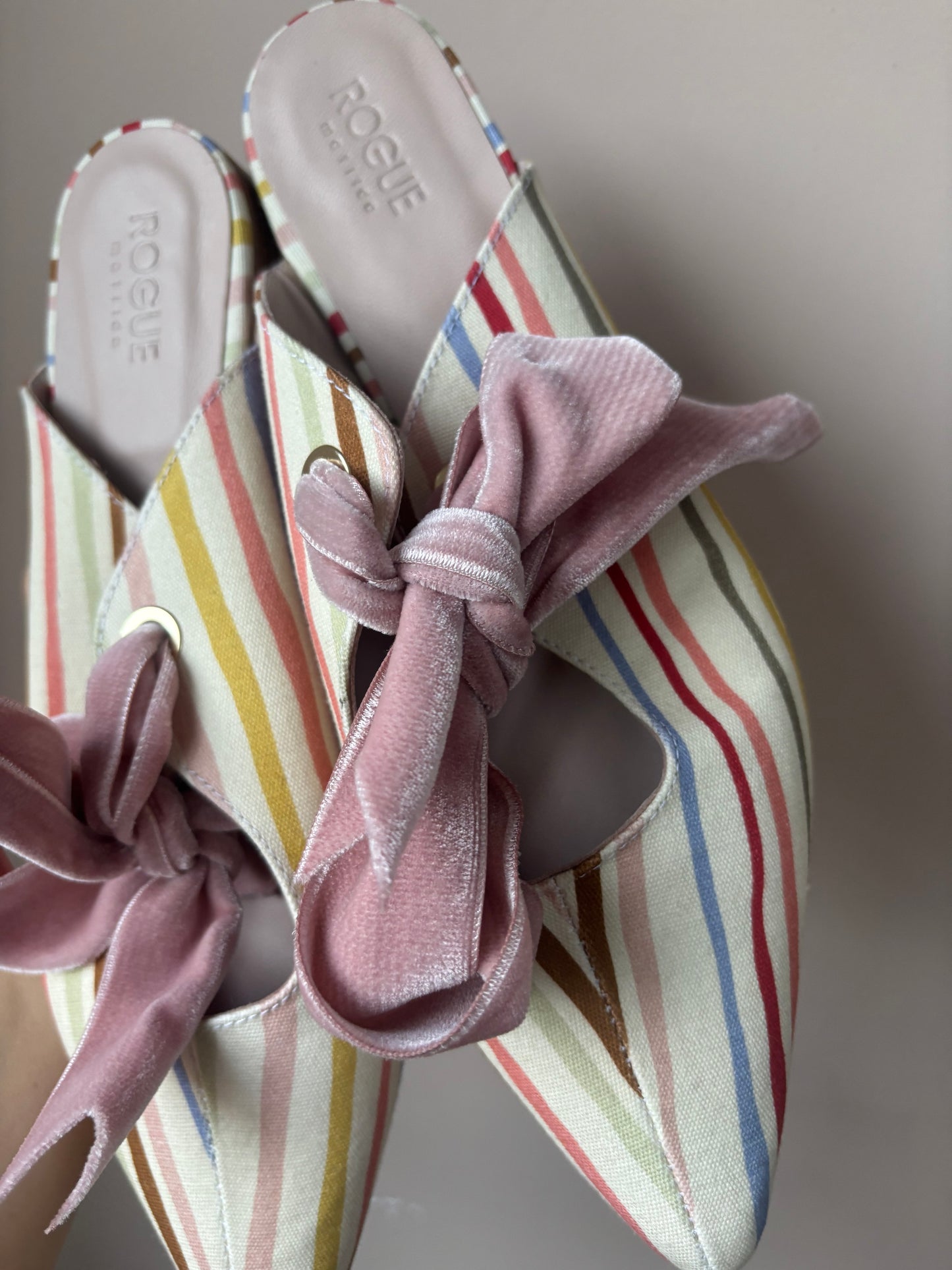 Rogue Matilda striped flat shoes with bow size 41 UK8
