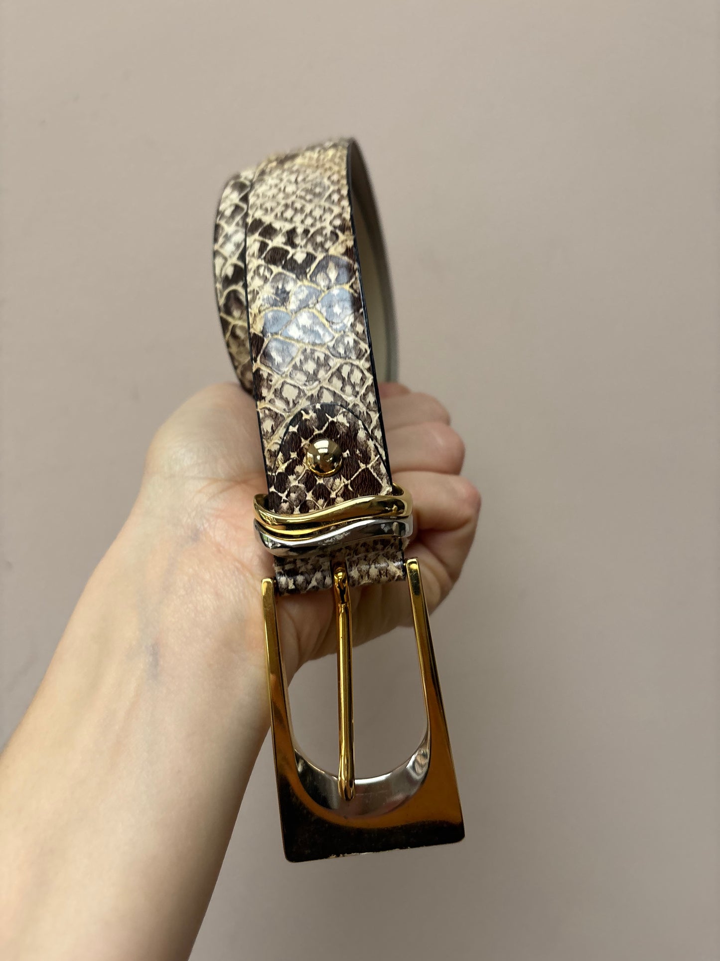 Vintage leather snakeskin belt size 10