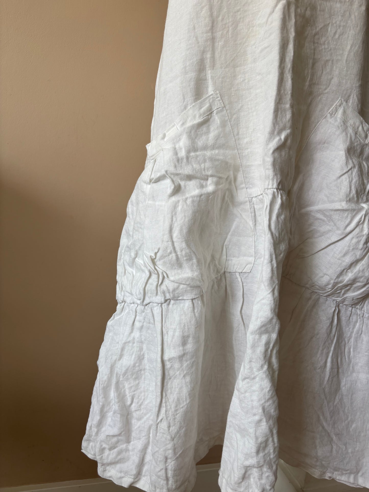 White 100% linen tunic dress size Large