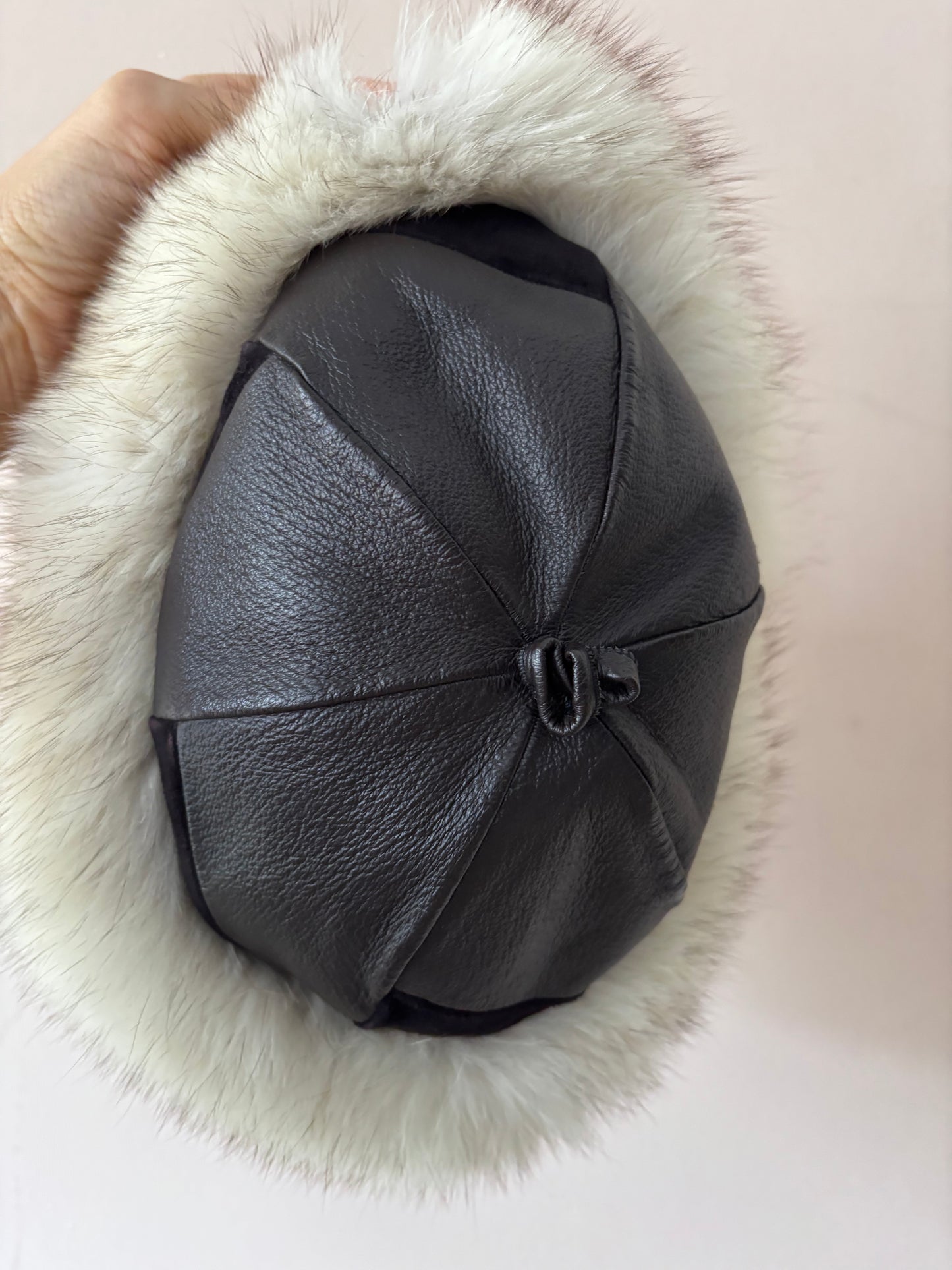 Vintage leather fur hat
