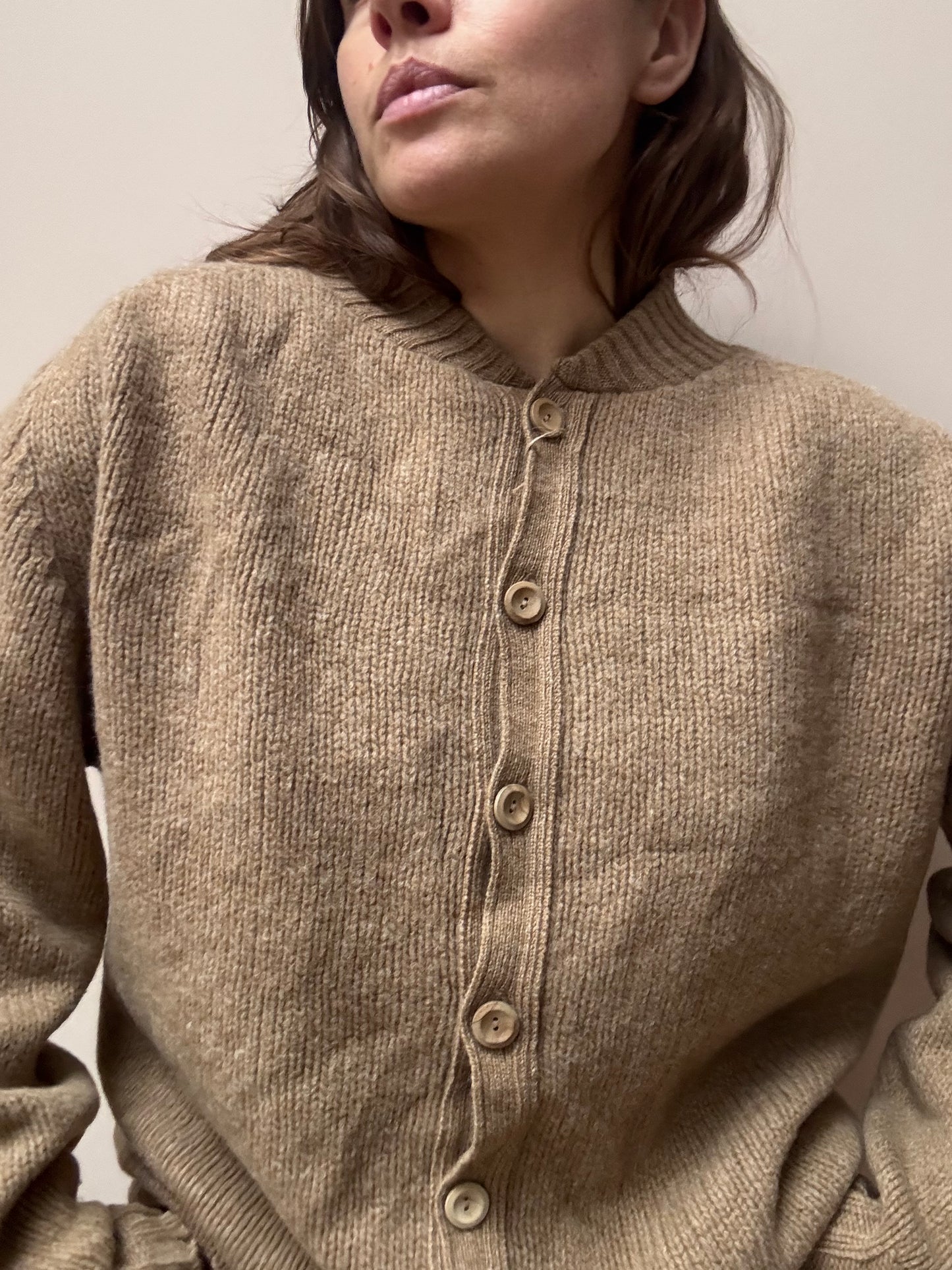 Brown 100% wool bomber style jacket size 12-16