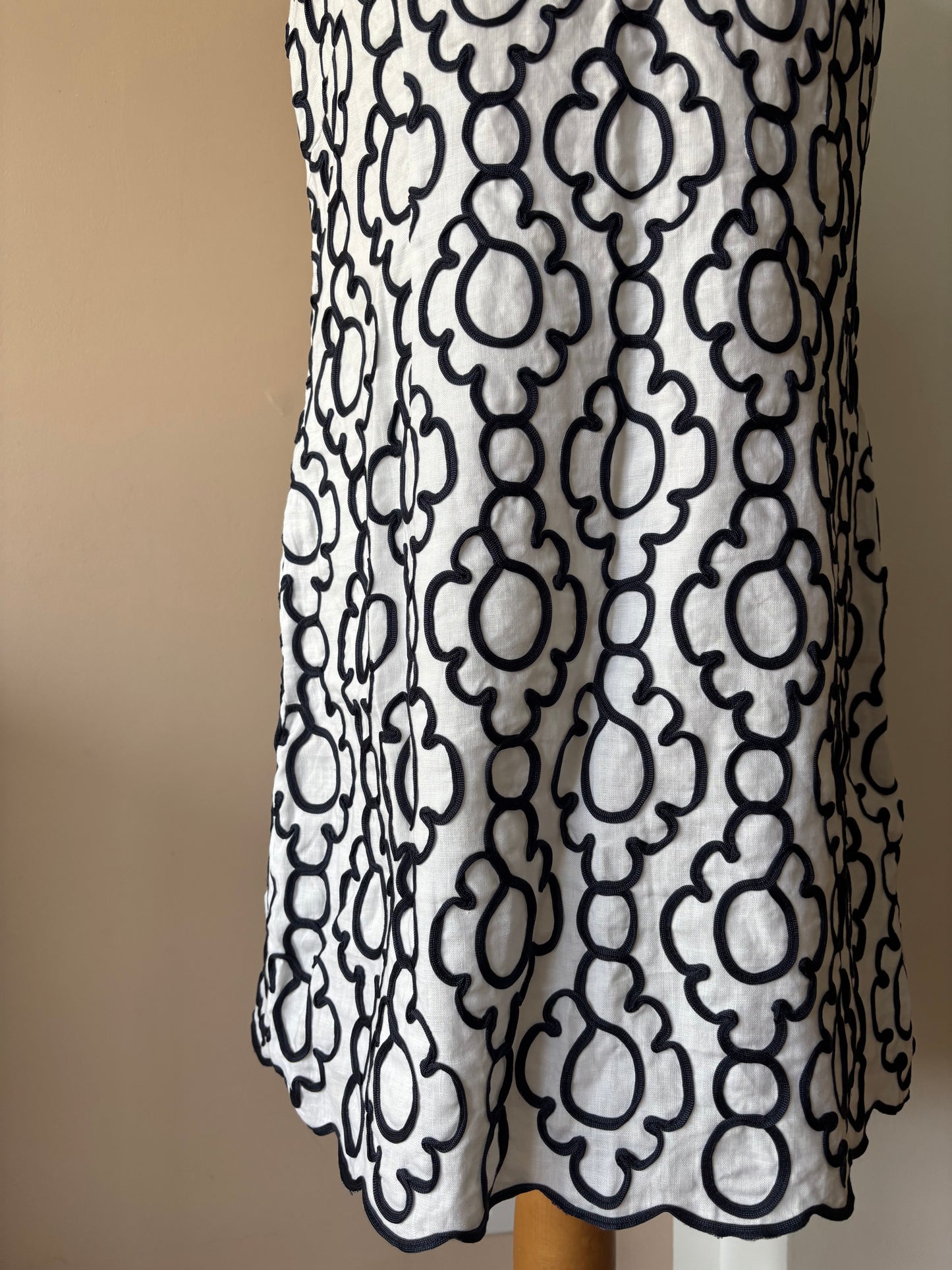 100% linen embroidered dress size 14