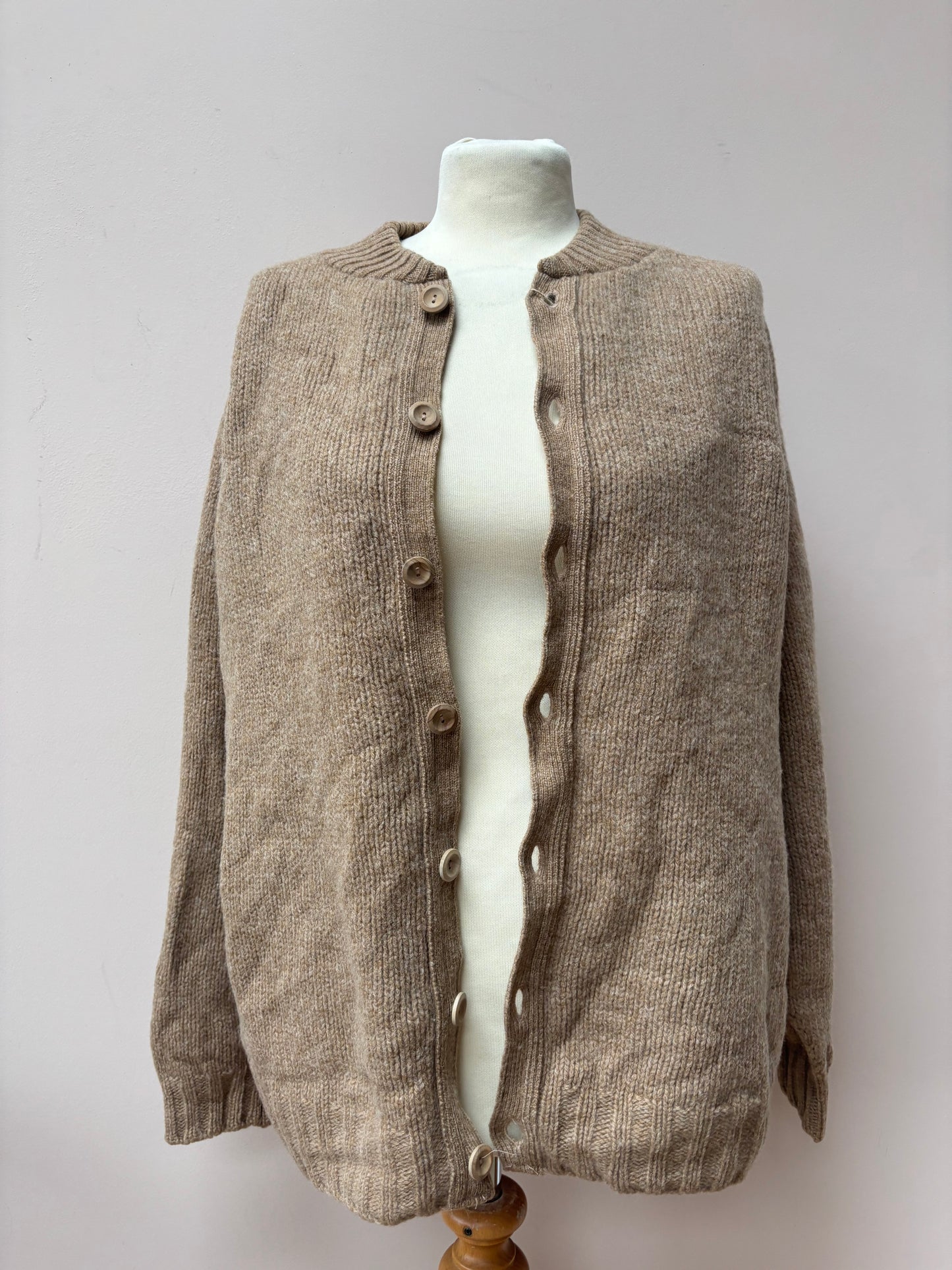 Brown 100% wool bomber style jacket size 12-16
