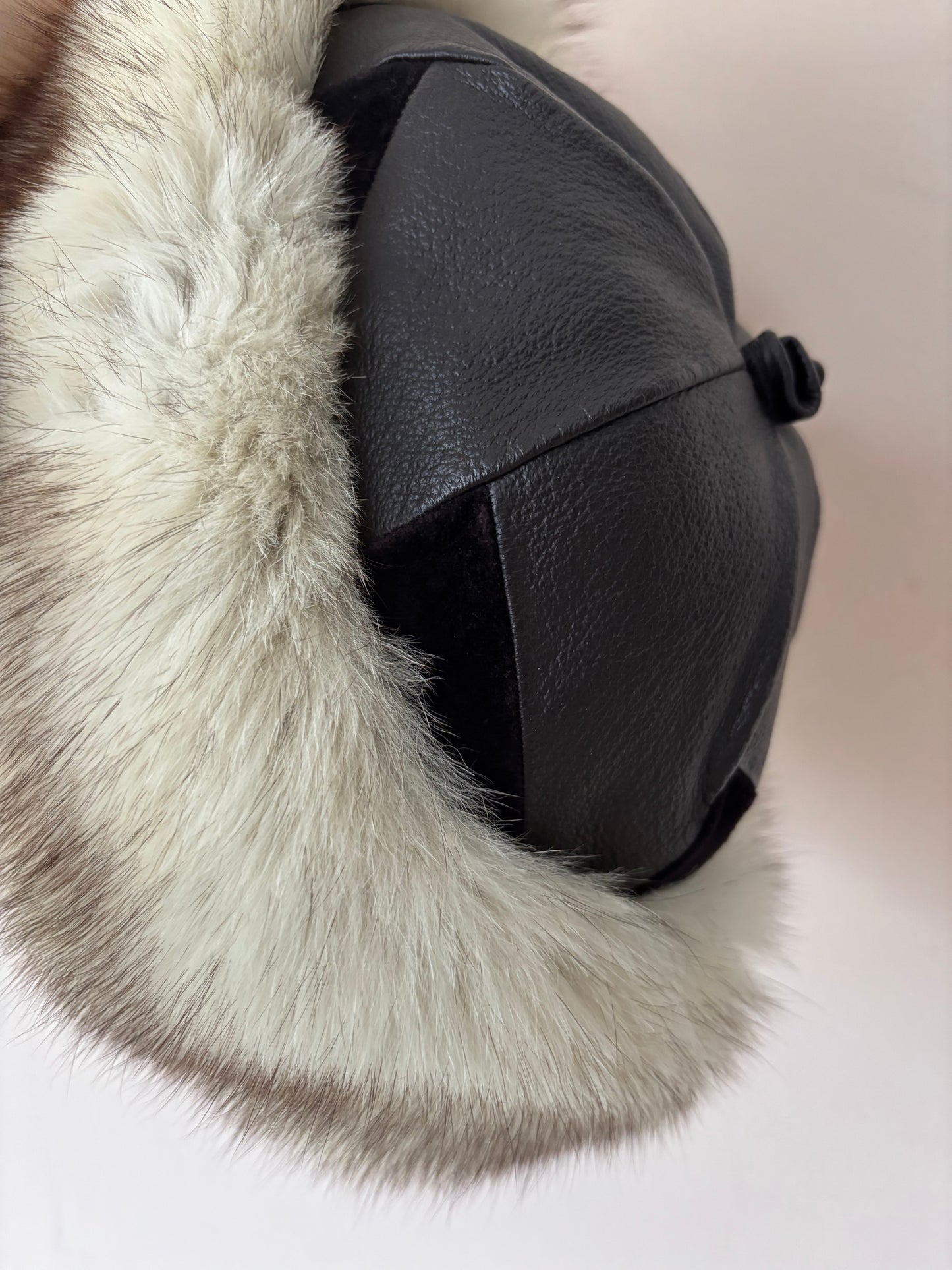 Vintage leather fur hat